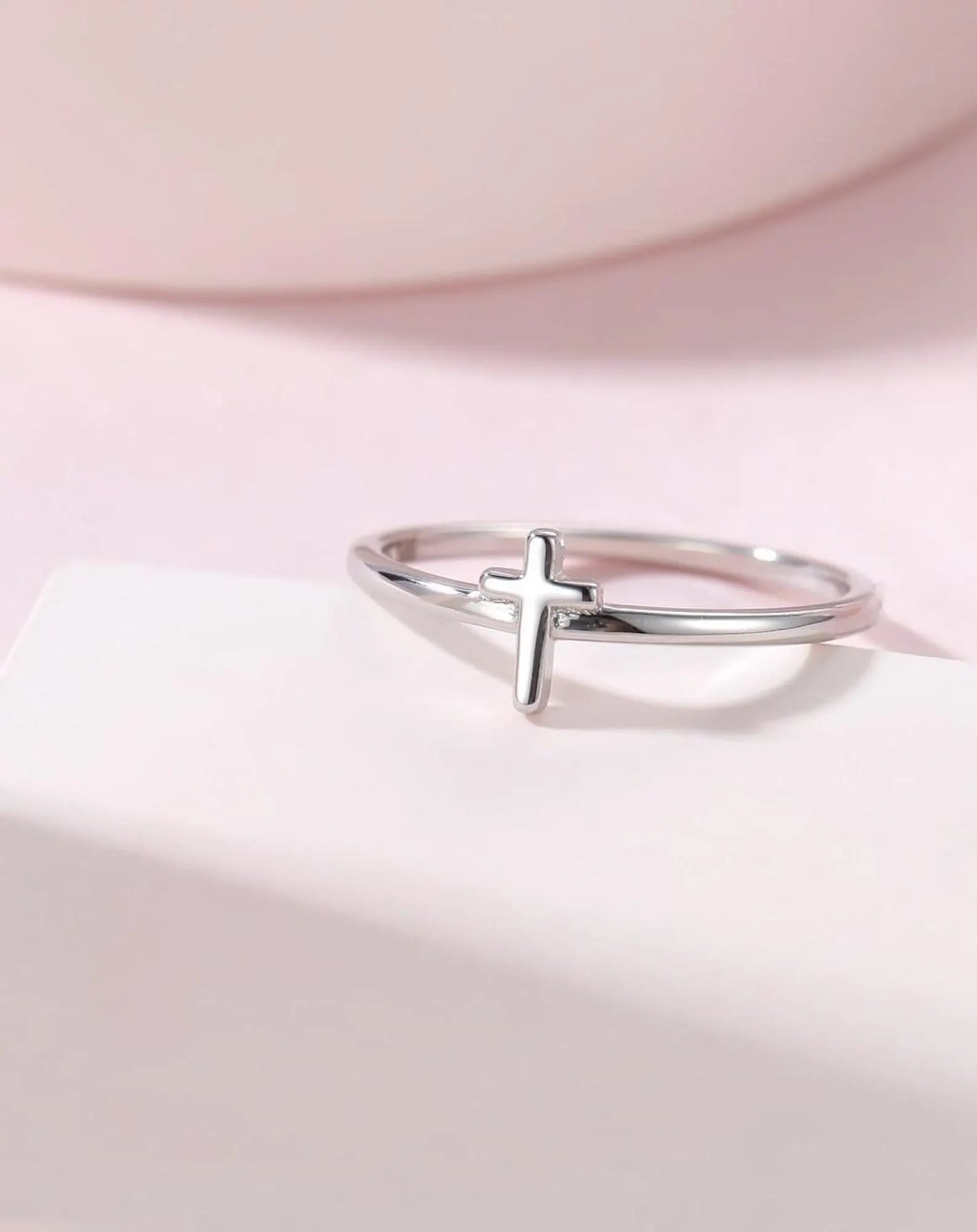 925 Sterling Silver Tiny Cross Ring