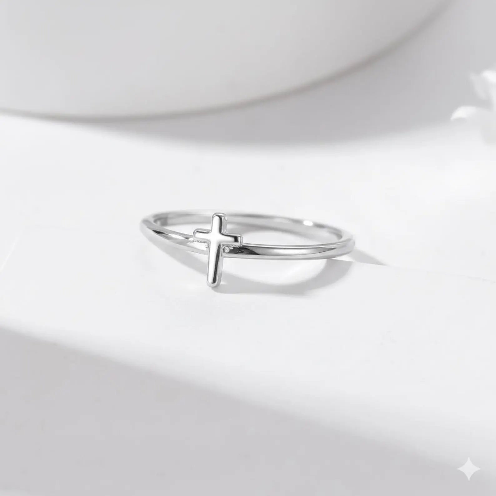925 Sterling Silver Tiny Cross Ring
