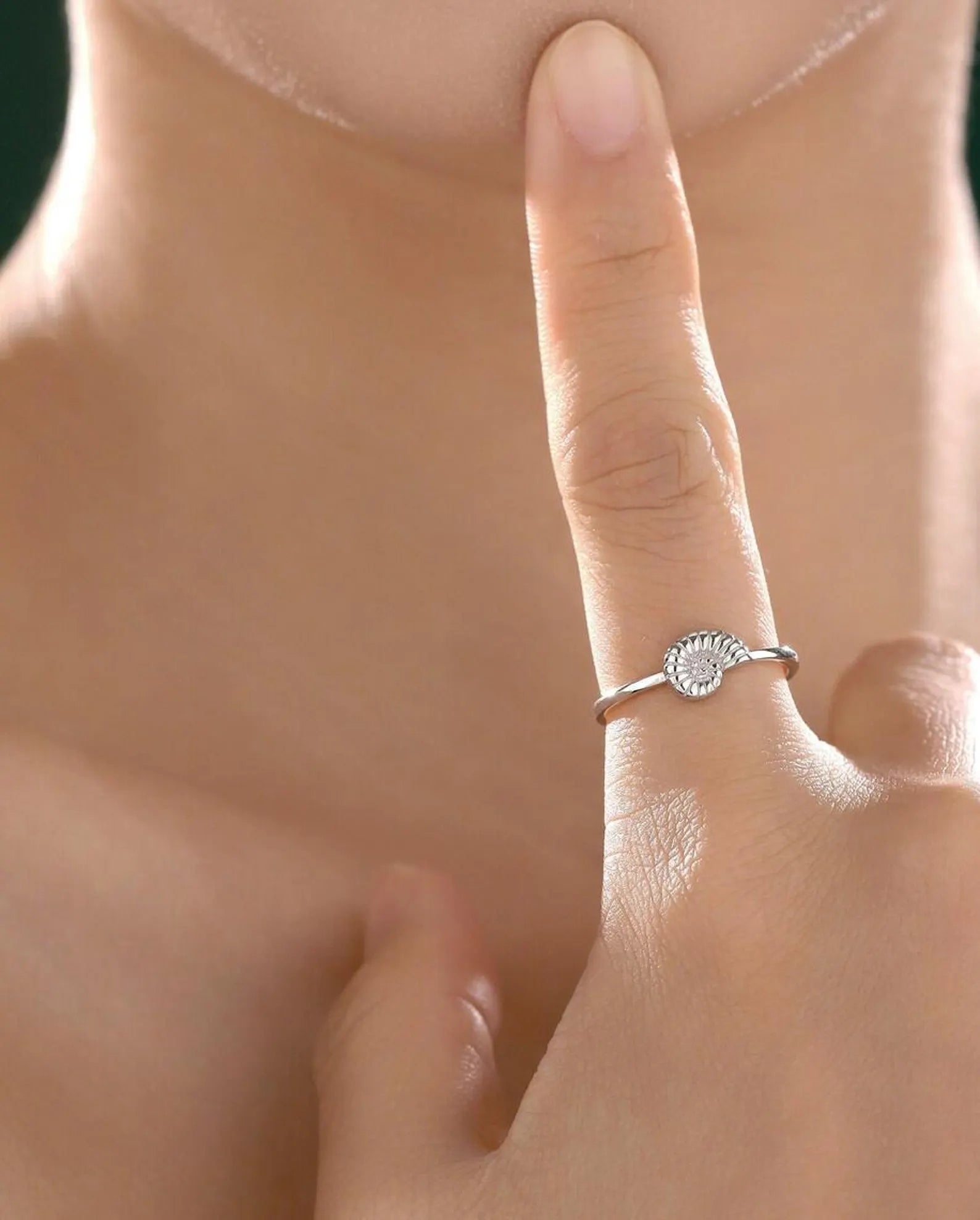 925 Sterling Silver Cute Little Ammonite Ring | Adjustable Open Band