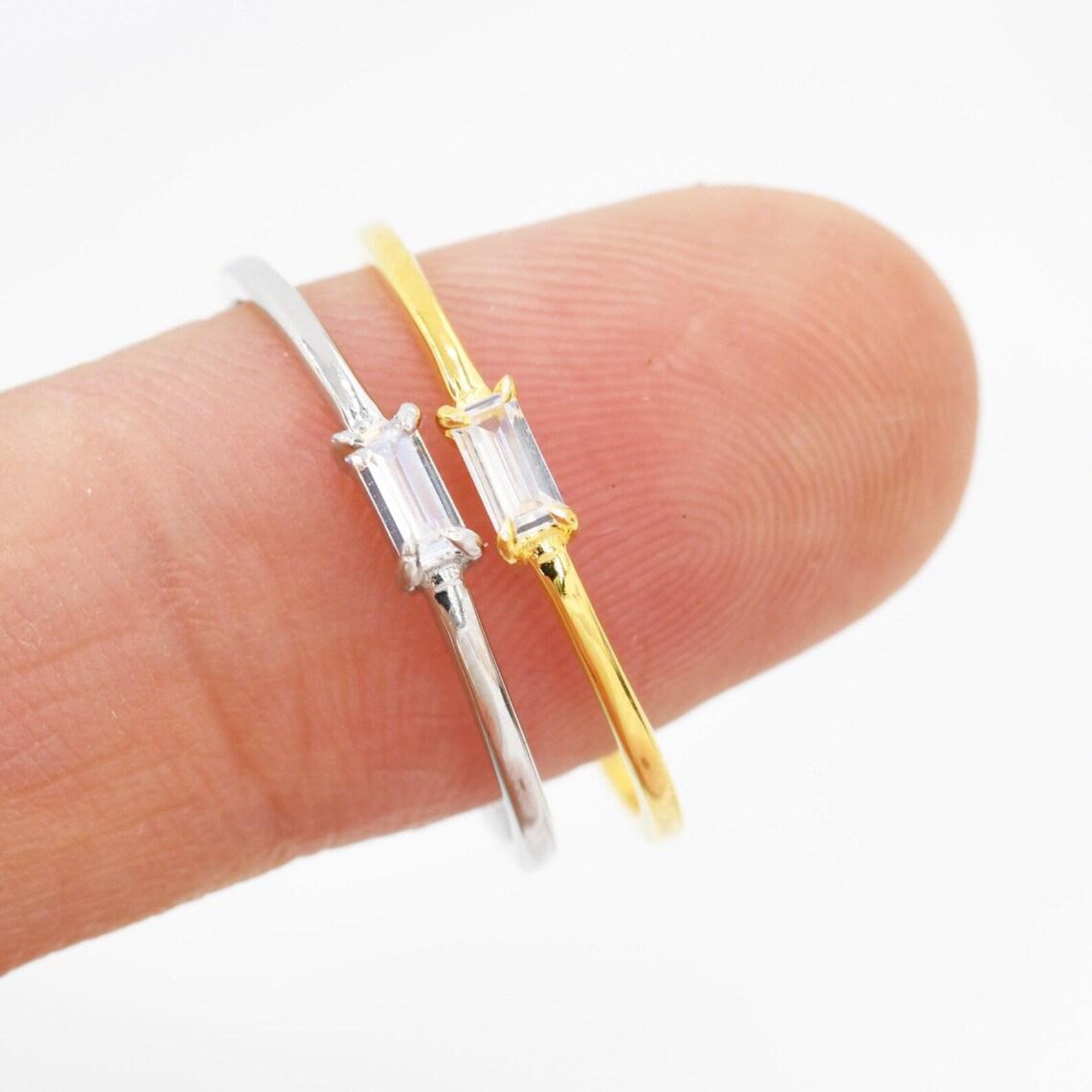 925 Sterling Silver Baguette CZ Ring