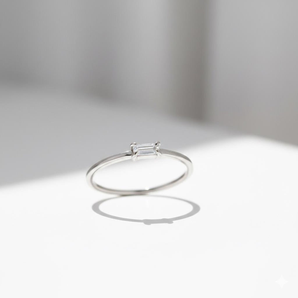 925 Sterling Silver Baguette CZ Ring
