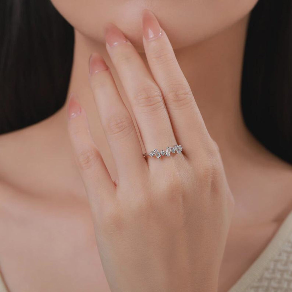 925 Sterling Silver Baguette CZ Ring | Gold Plated Minimalist Statement Ring