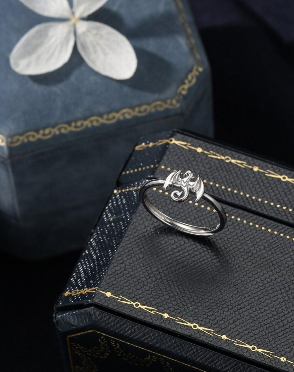 925 Sterling Silver Tiny Dragon Ring | Adjustable