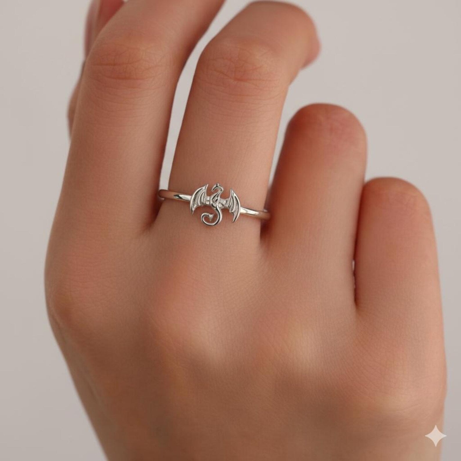 925 Sterling Silver Tiny Dragon Ring | Adjustable