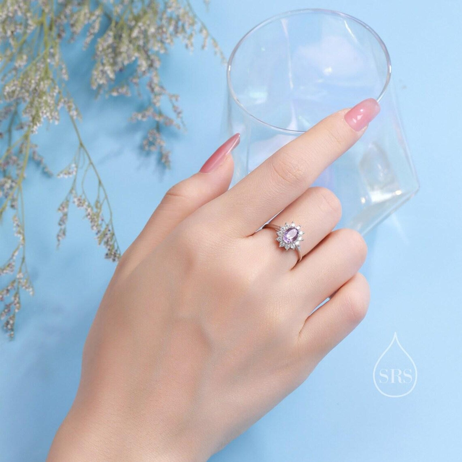 925 Sterling Silver Moonstone Star and Moon Ring