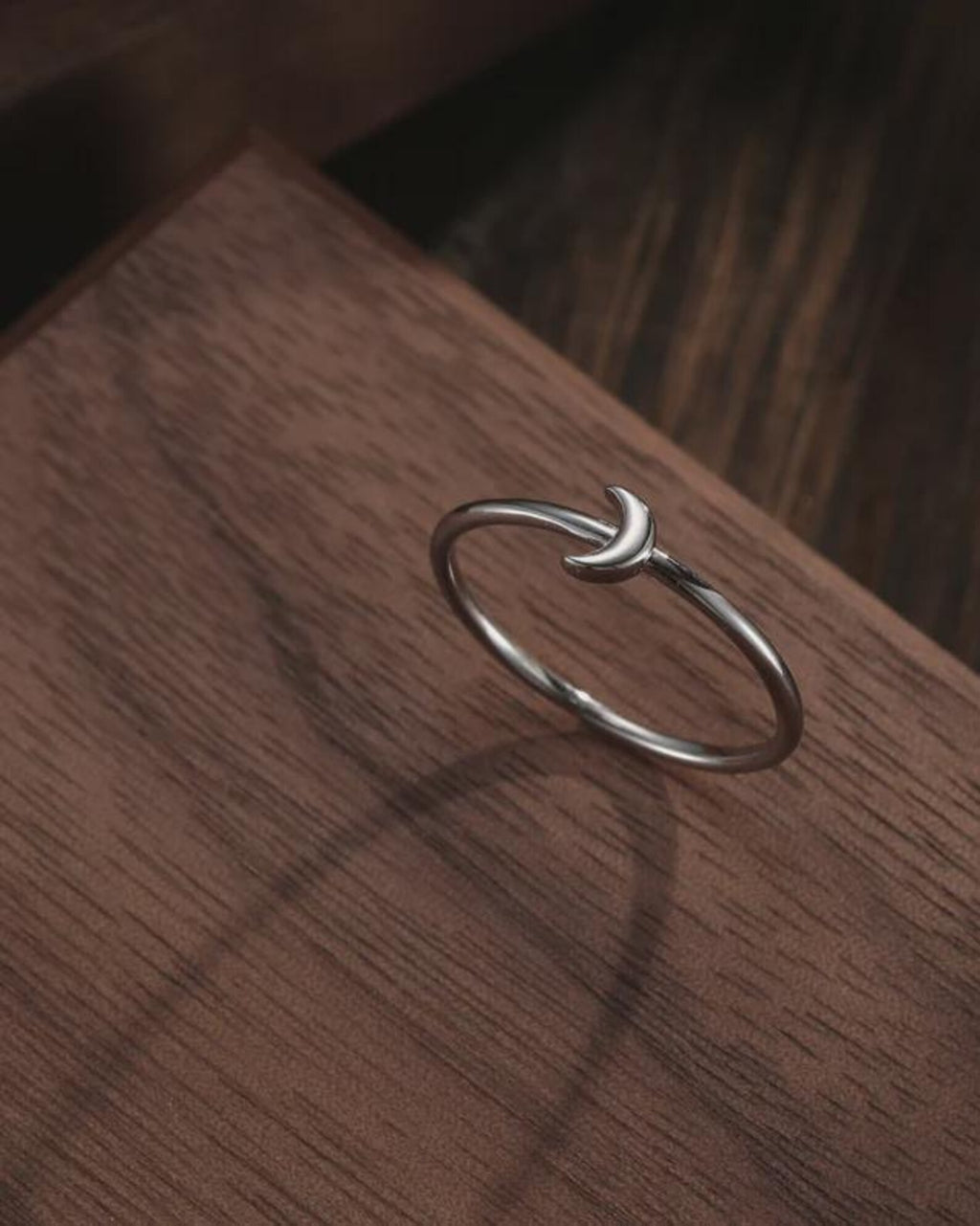 925 Sterling Silver Tiny Little Moon Skinny Ring