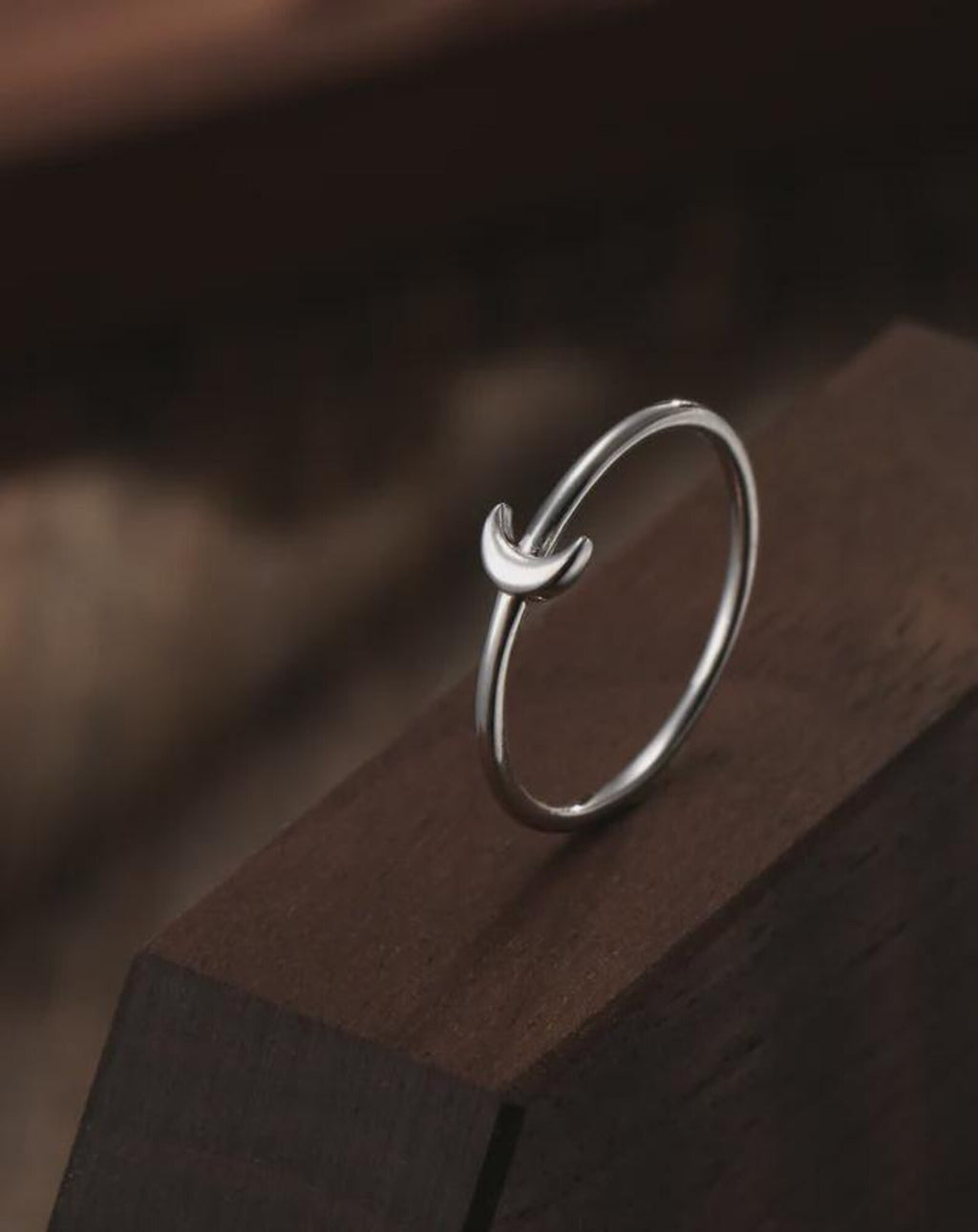 925 Sterling Silver Tiny Little Moon Skinny Ring