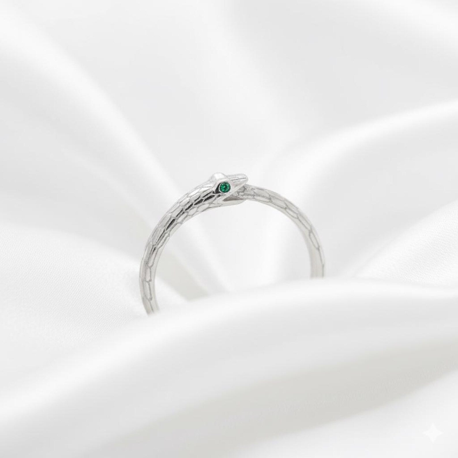 925 Sterling Silver Ouroboros Ring | Snake Eternity Ring for Women