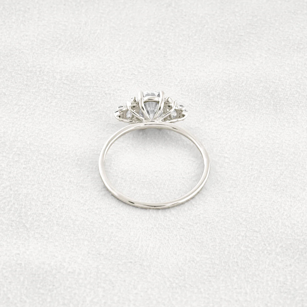 1.33 Carat Oval Moissanite Cluster Ring Unique Bridal Wedding Ring