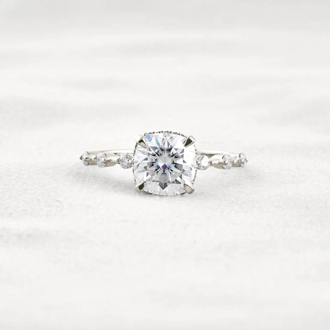 2.15 CT Cushion Moissanite Solitaire Engagement Ring, High Quality Ring Sterling Silver