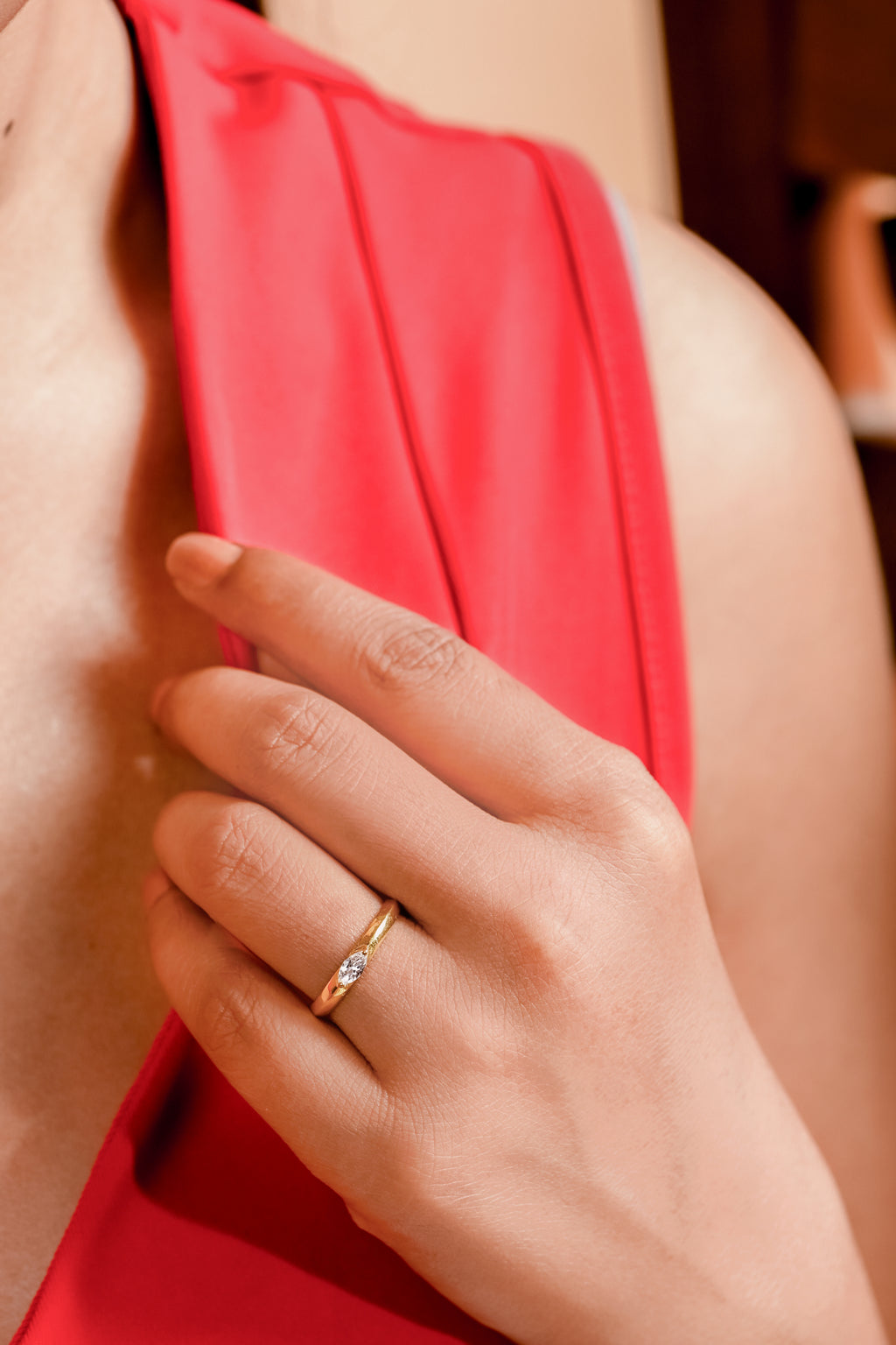 Marquise Moissanite Ring – 925 Sterling Silver with Gold Plating