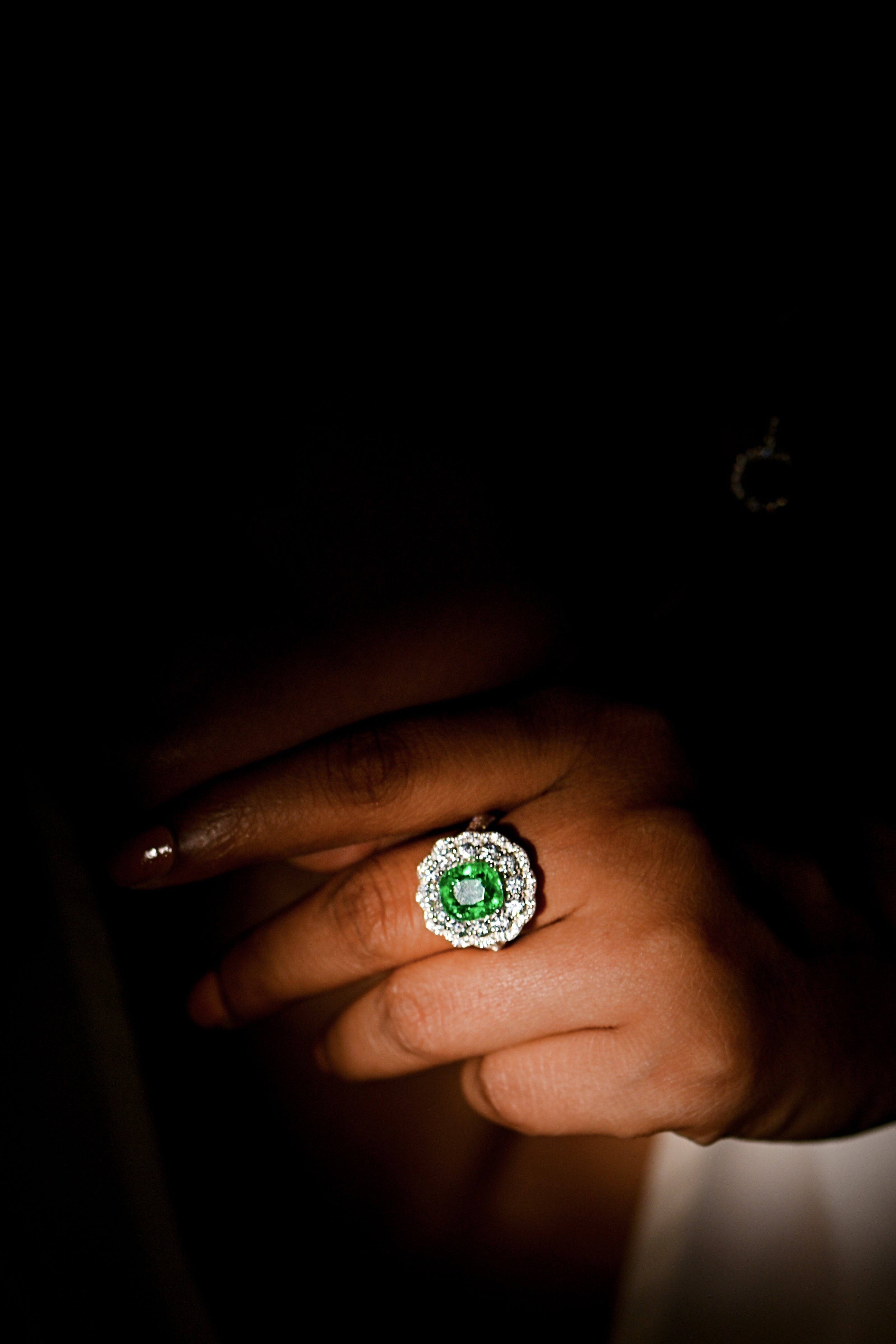 Bold Lab-Created Emerald & CZ Ring – 925 Sterling Silver Statement Ring