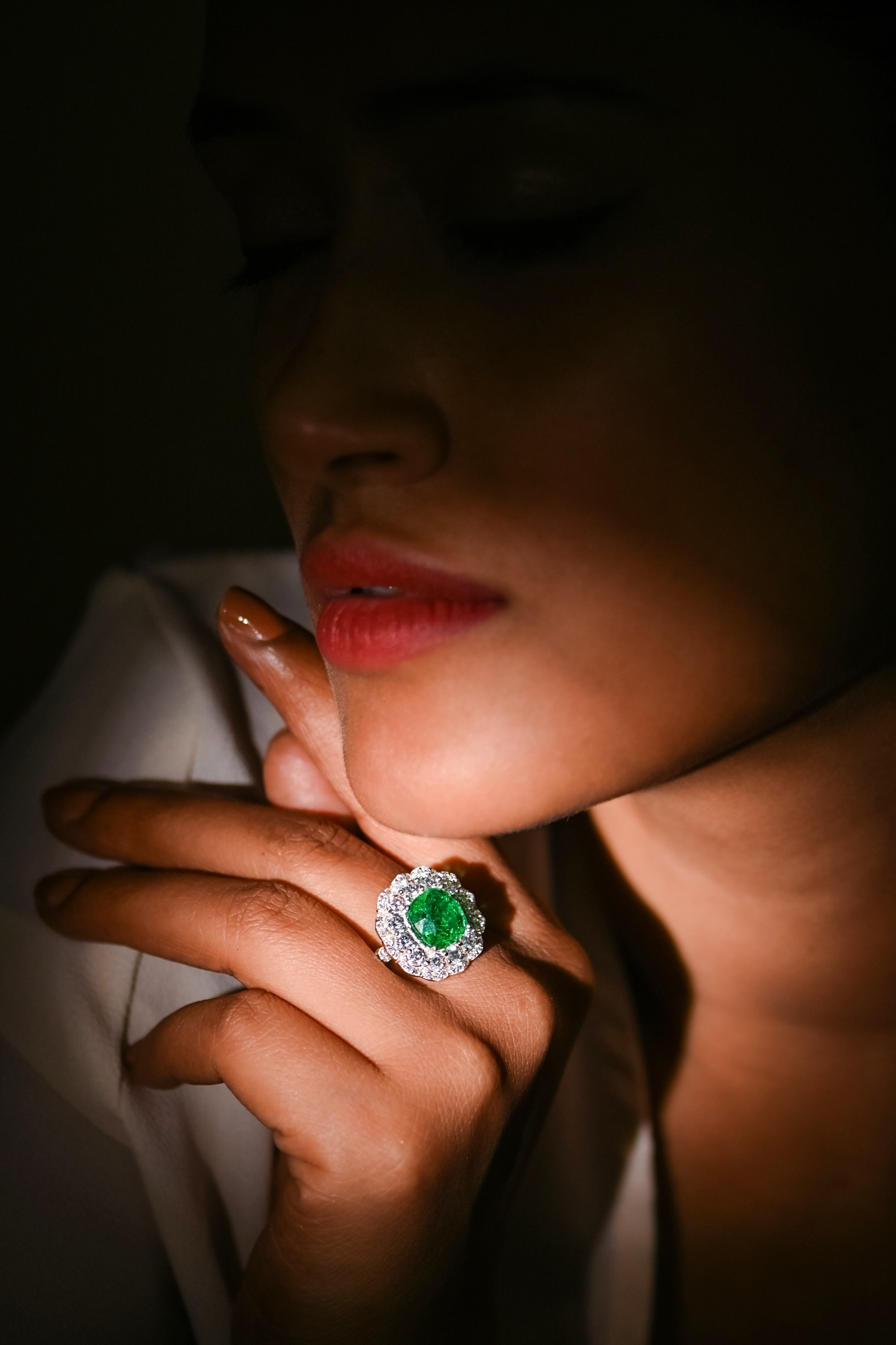 Bold Lab-Created Emerald & CZ Ring – 925 Sterling Silver Statement Ring