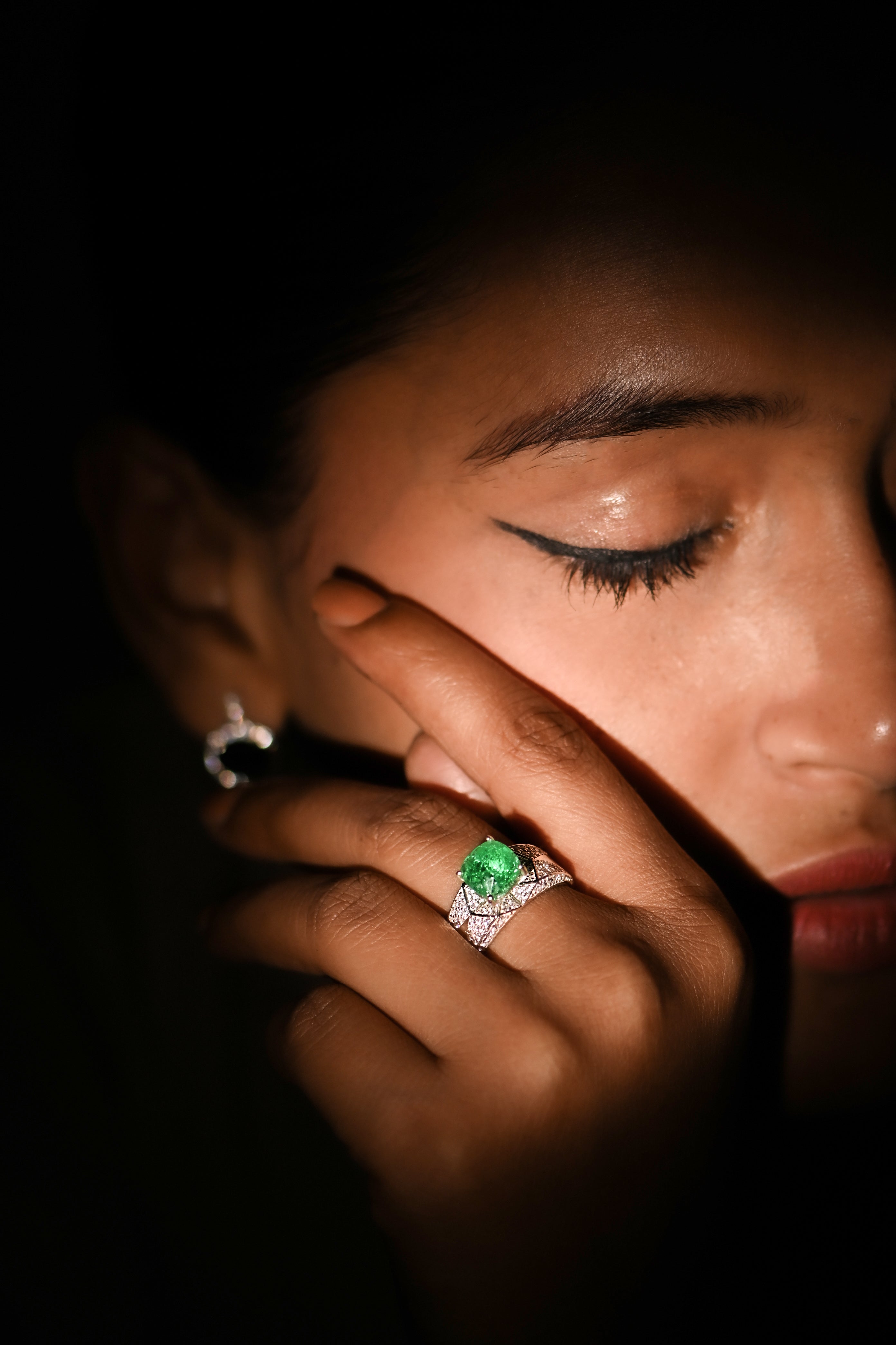Bold Lab-Created Emerald & CZ Ring – 925 Sterling Silver Statement Ring