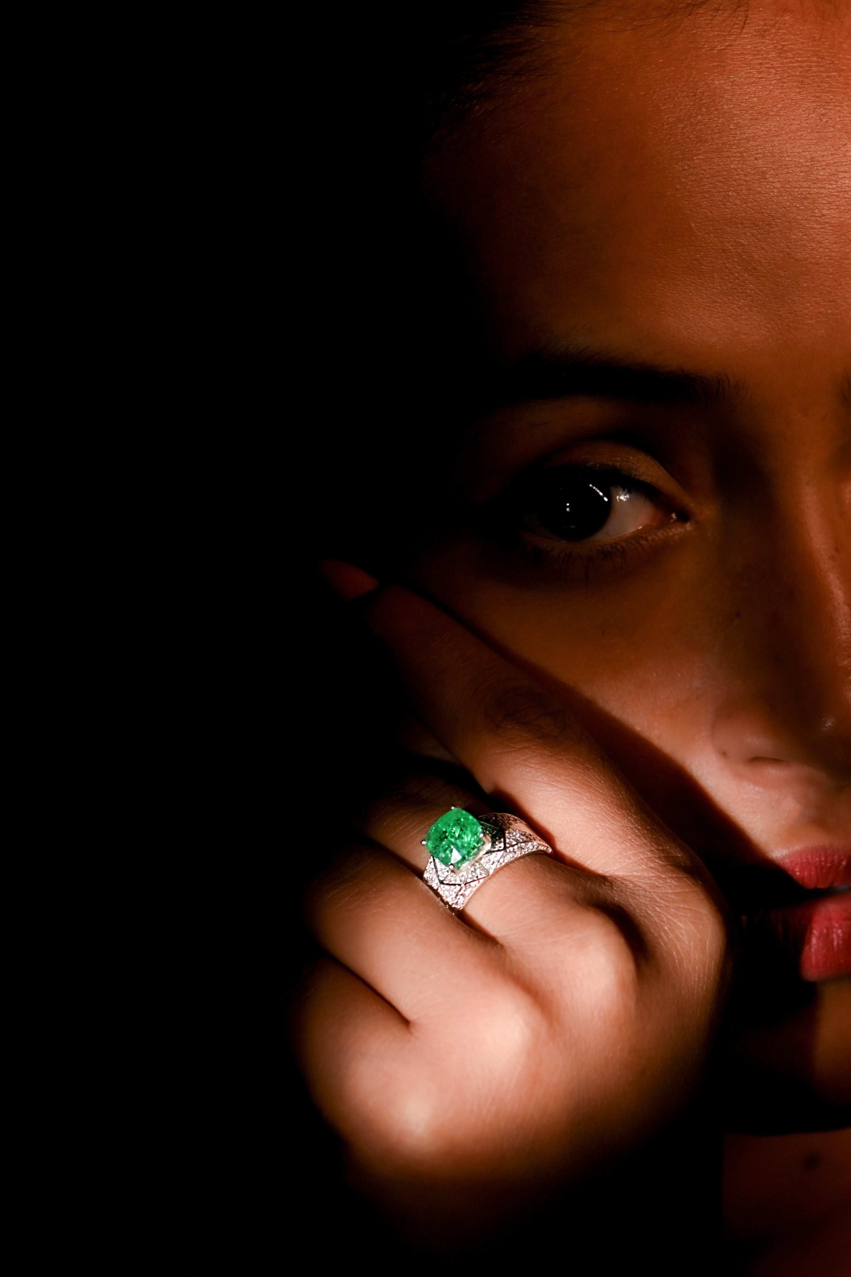 Bold Lab-Created Emerald & CZ Ring – 925 Sterling Silver Statement Ring