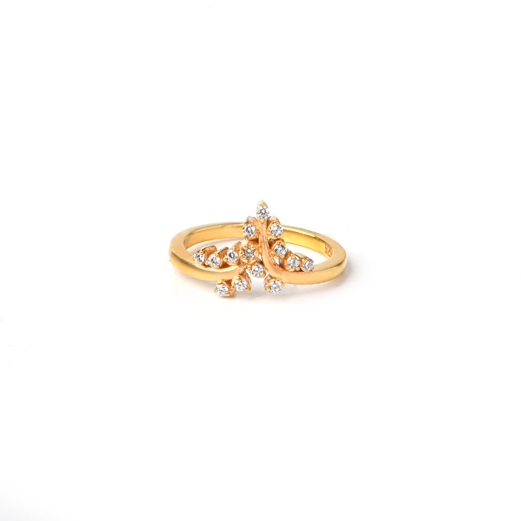 Elegant Moissanite Cluster Ring in 925 Sterling Silver with Gold Finish