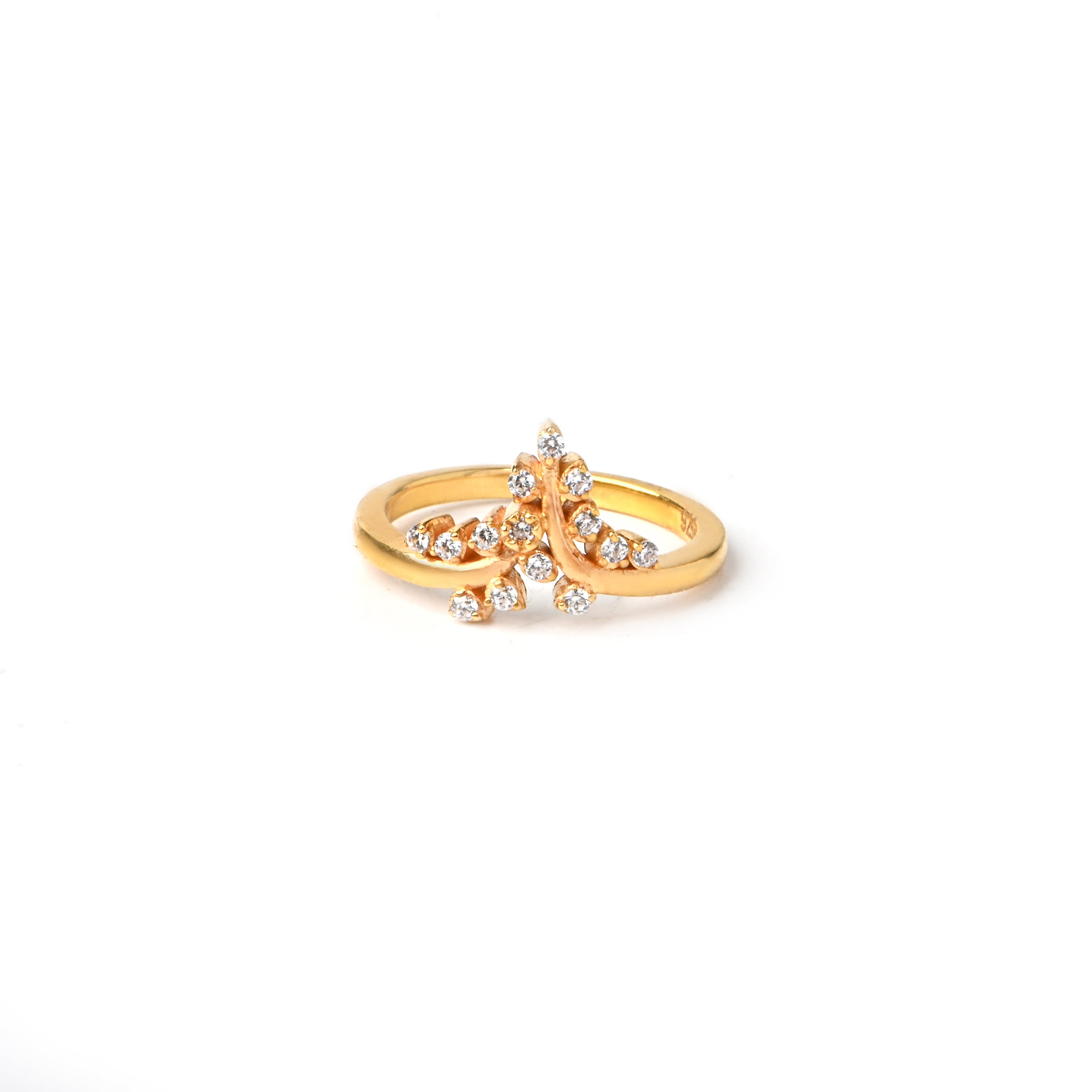 Elegant Moissanite Cluster Ring in 925 Sterling Silver with Gold Finish