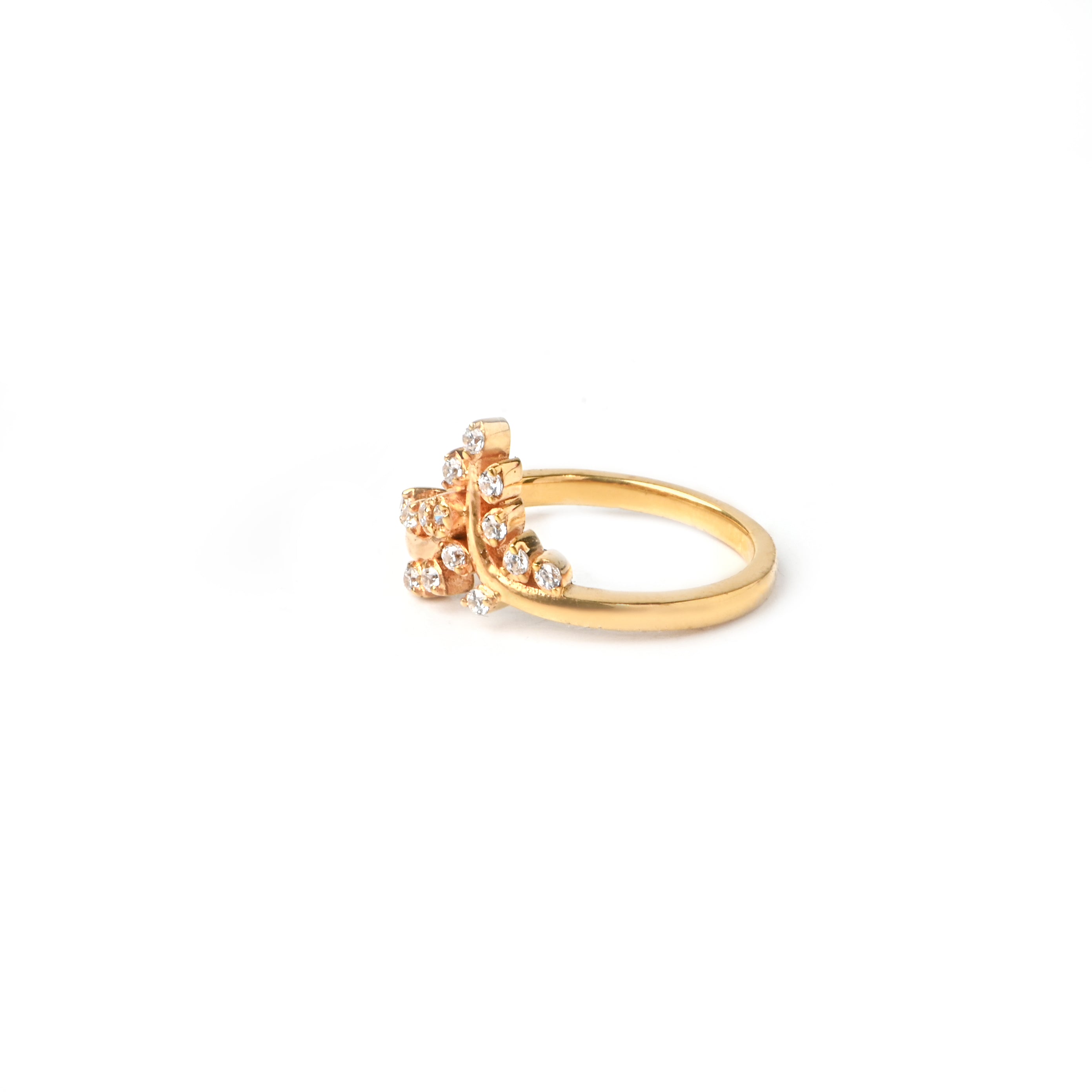 Elegant Moissanite Cluster Ring in 925 Sterling Silver with Gold Finish