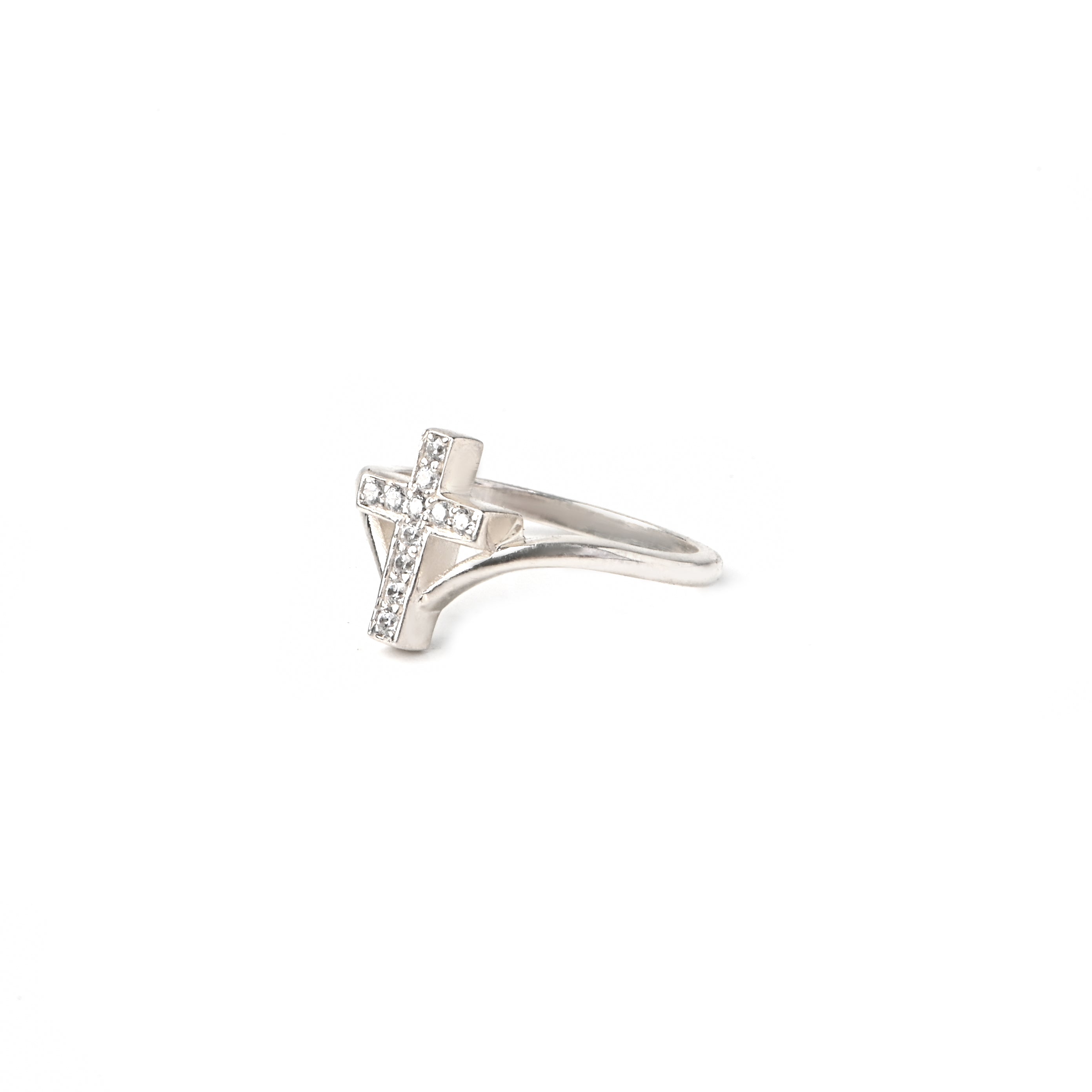 925 Sterling Silver Cross Ring with Cubic Zirconia Boho Jewelry