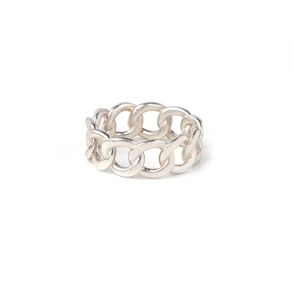 Chunky Chain Link Ring in 925 Sterling Silver – Bold Statement Band
