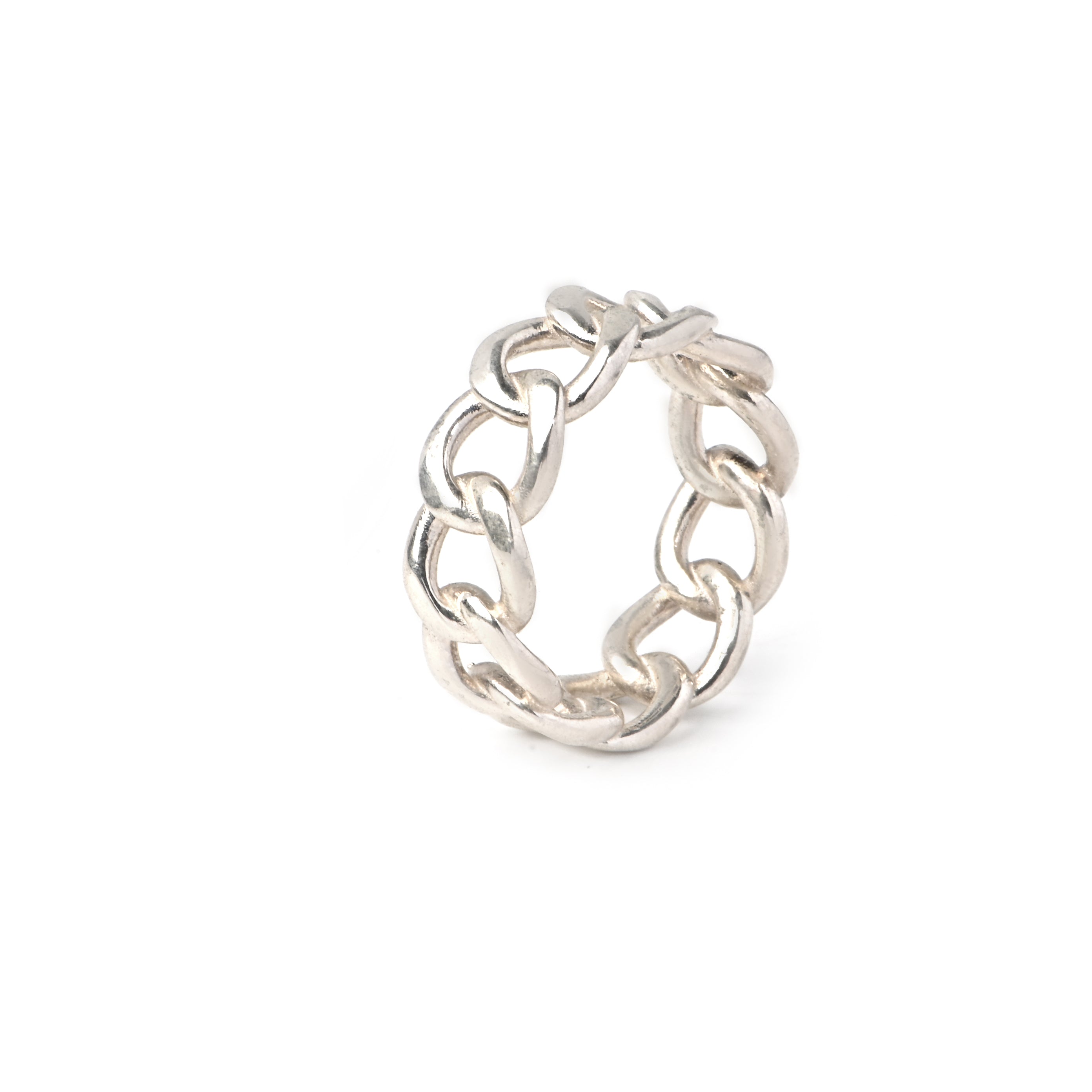 Chunky Chain Link Ring in 925 Sterling Silver – Bold Statement Band