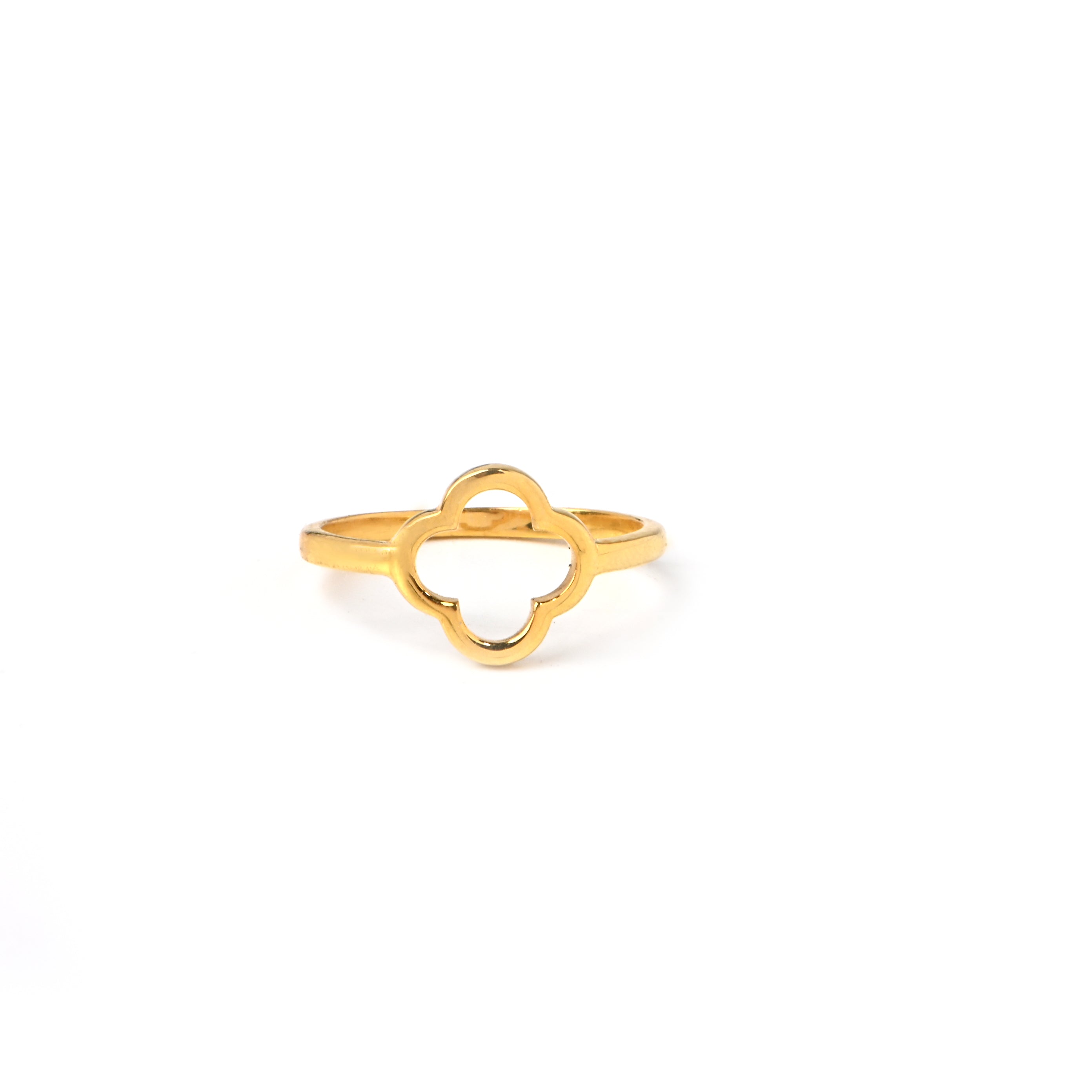 Moissanite Clover Ring in 925 Sterling Silver Gold Plated Boho Jewelry