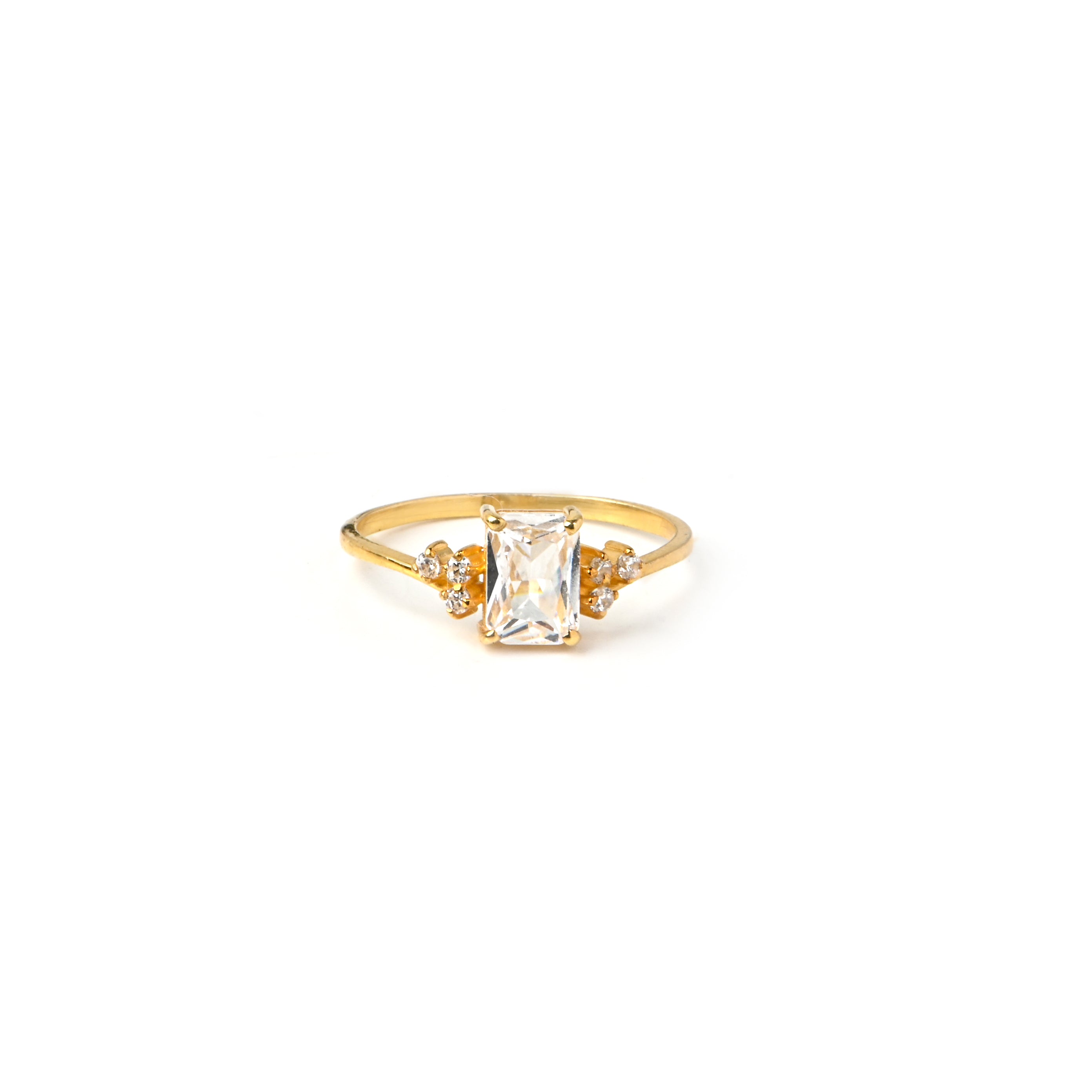 Elegant Cubic Zirconia Ring – 925 Sterling Silver with Gold Finish