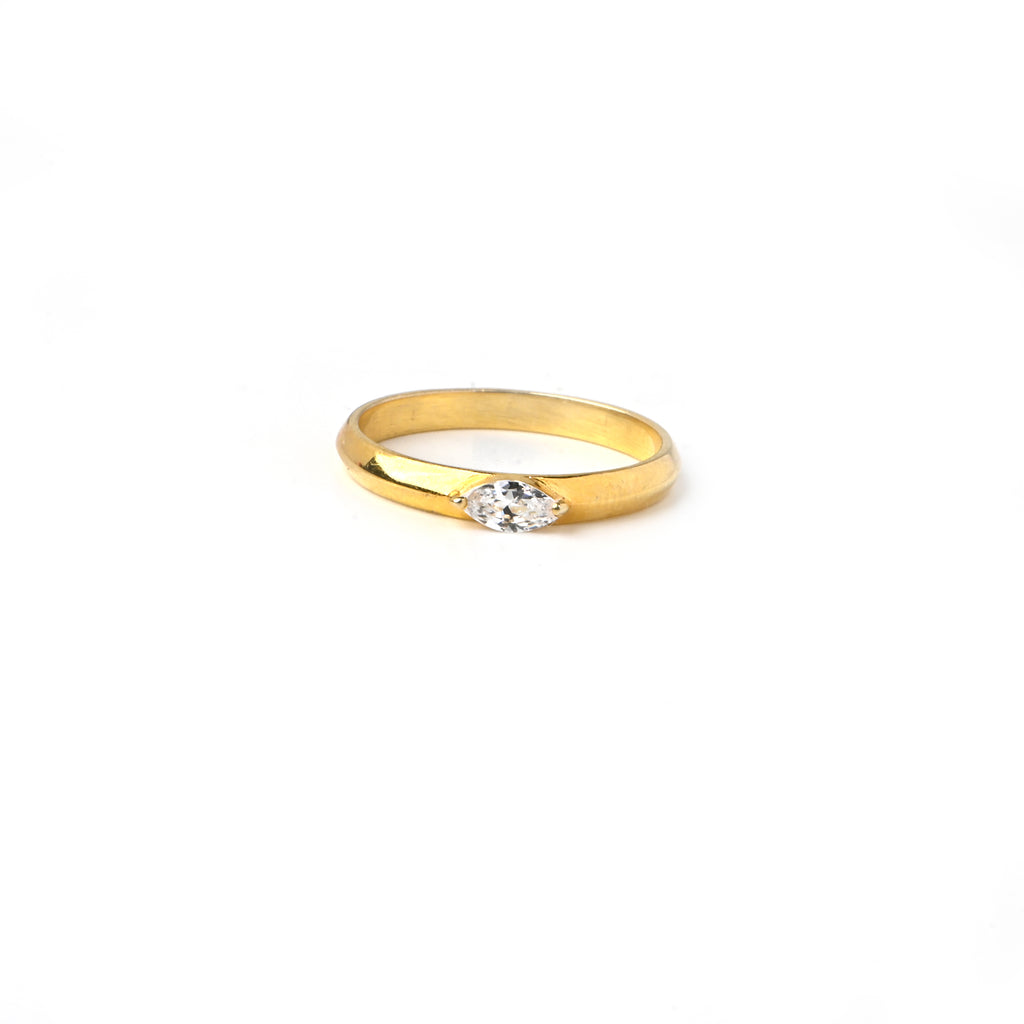 Marquise Moissanite Ring – 925 Sterling Silver with Gold Plating