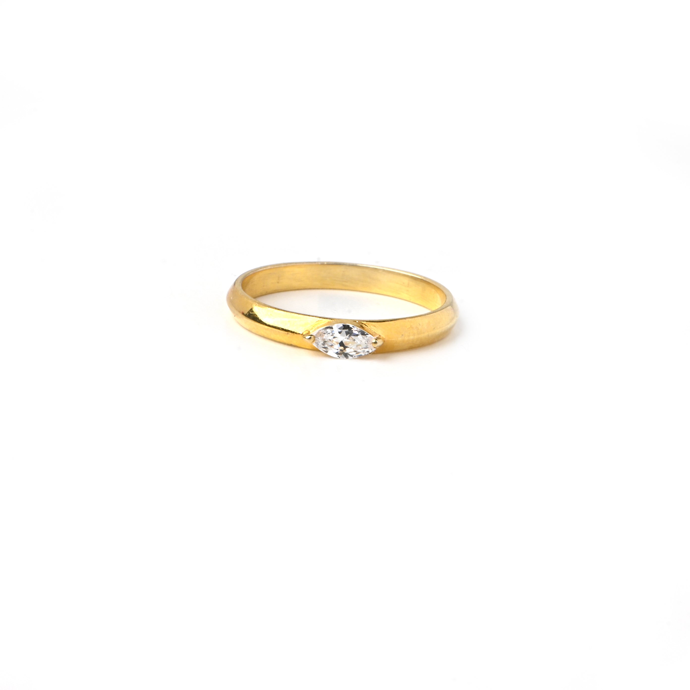 Marquise Moissanite Ring – 925 Sterling Silver with Gold Plating