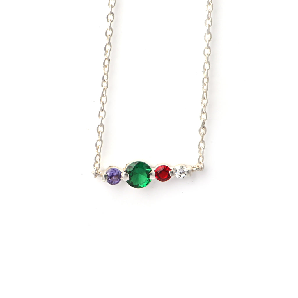 Colorful Bar Pendant in Sterling Silver with Lab-Created Emerald, Ruby & Moissanite