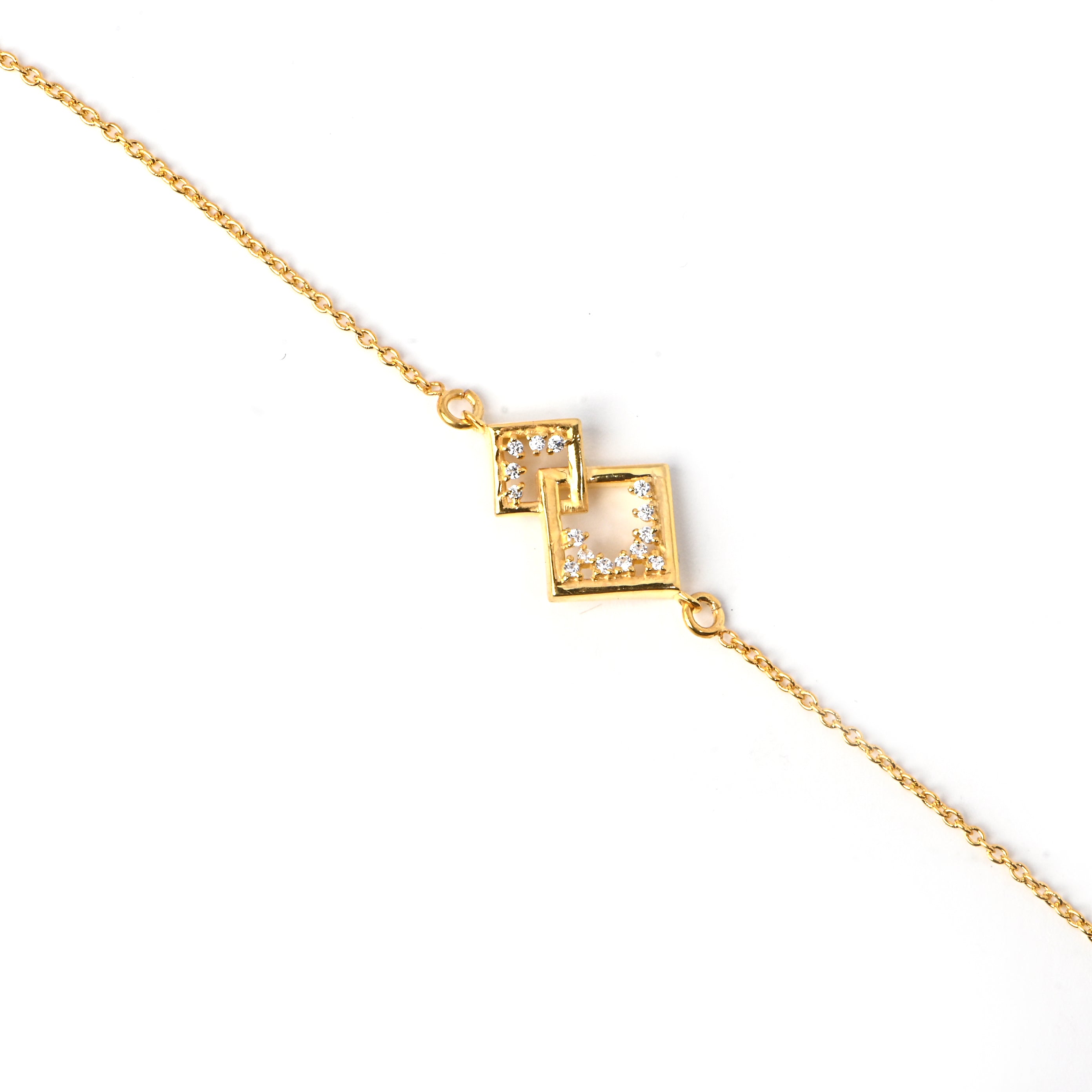 Linked Diamond-Shaped Moissanite Bracelet in 925 Sterling Silver with Gold Plating