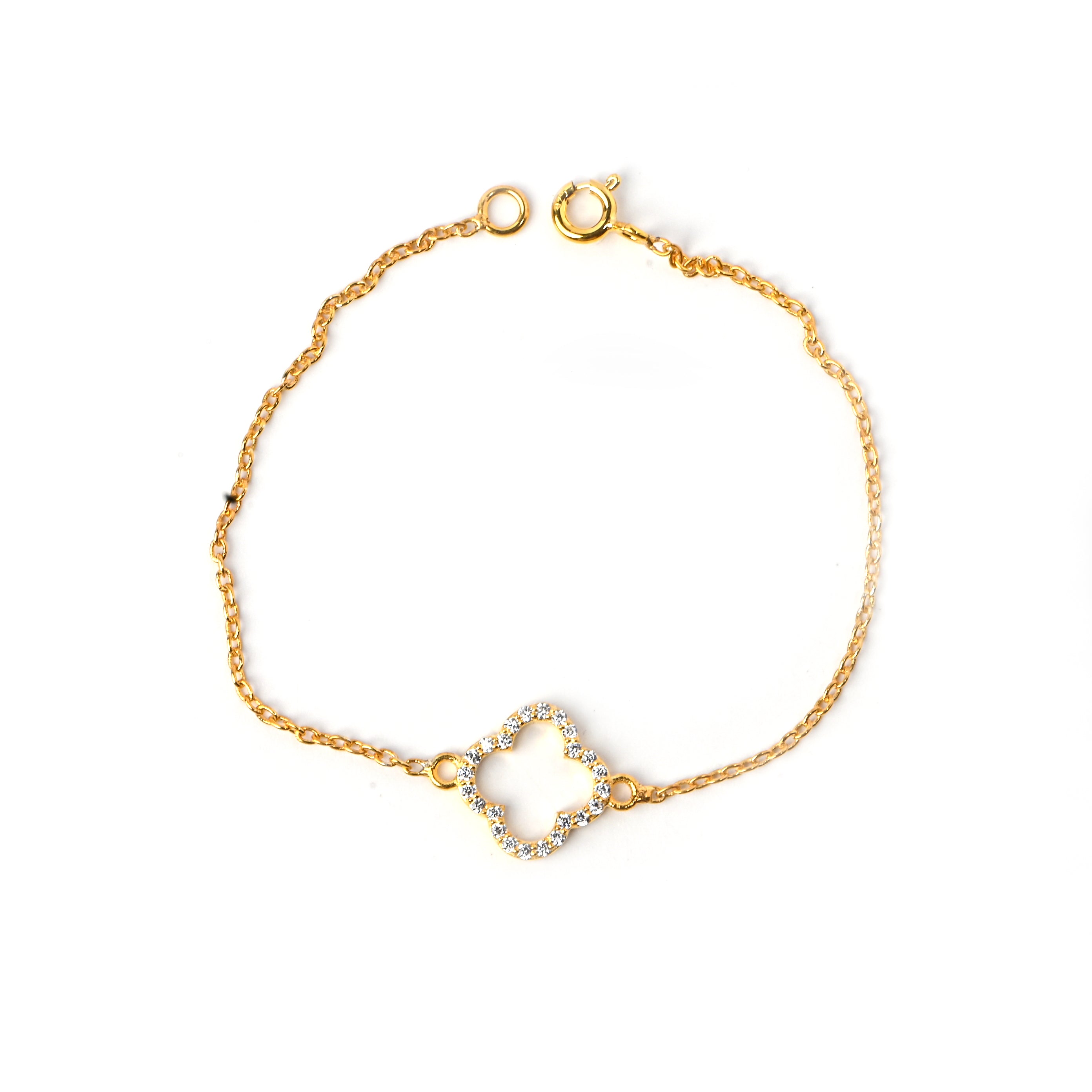 Clover Moissanite Bracelet in 925 Sterling Silver with Gold Plating