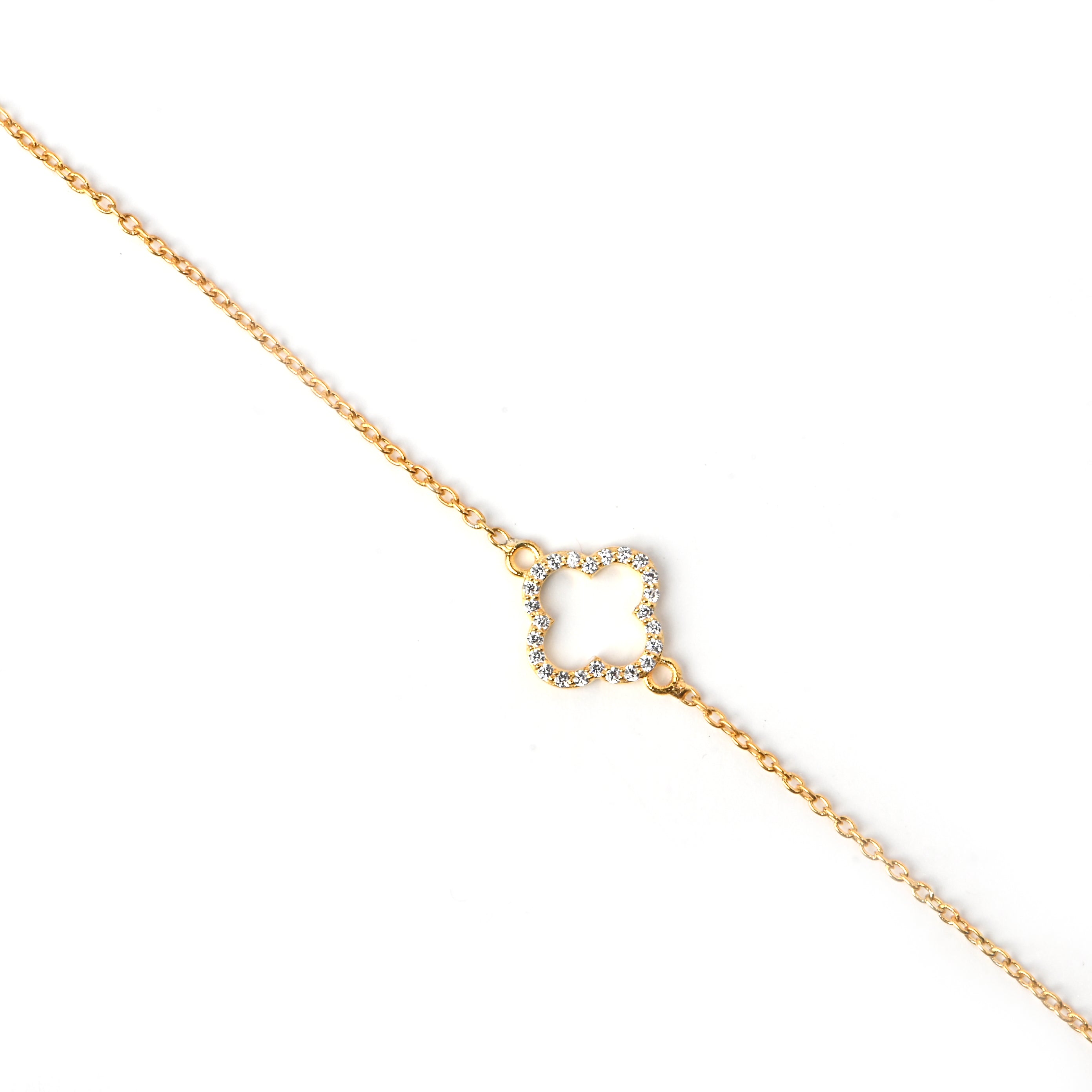 Clover Moissanite Bracelet in 925 Sterling Silver with Gold Plating