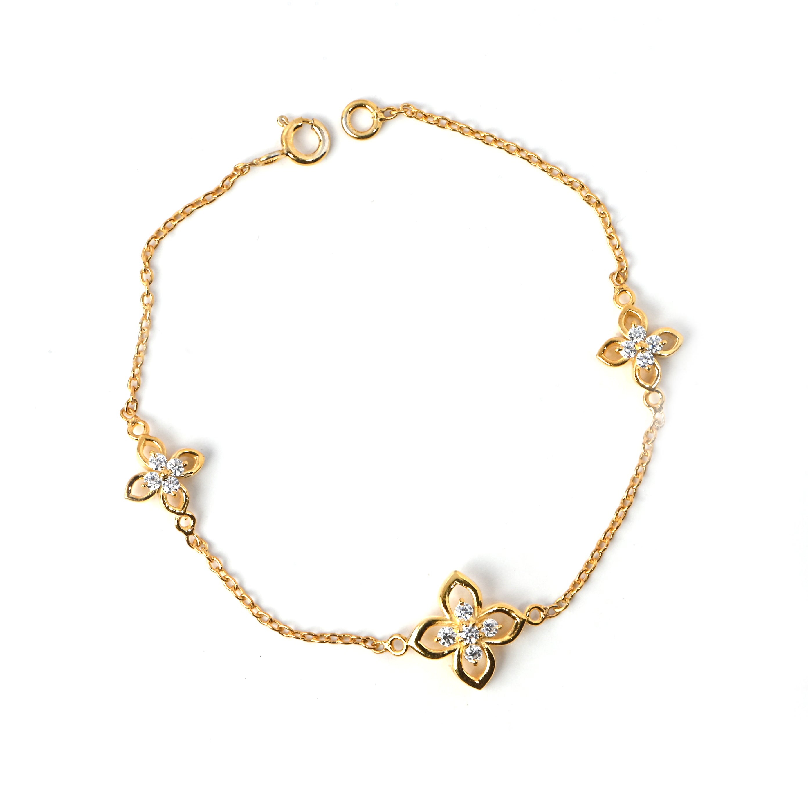 Floral Moissanite Bracelet in Gold-Plated 925 Sterling Silver