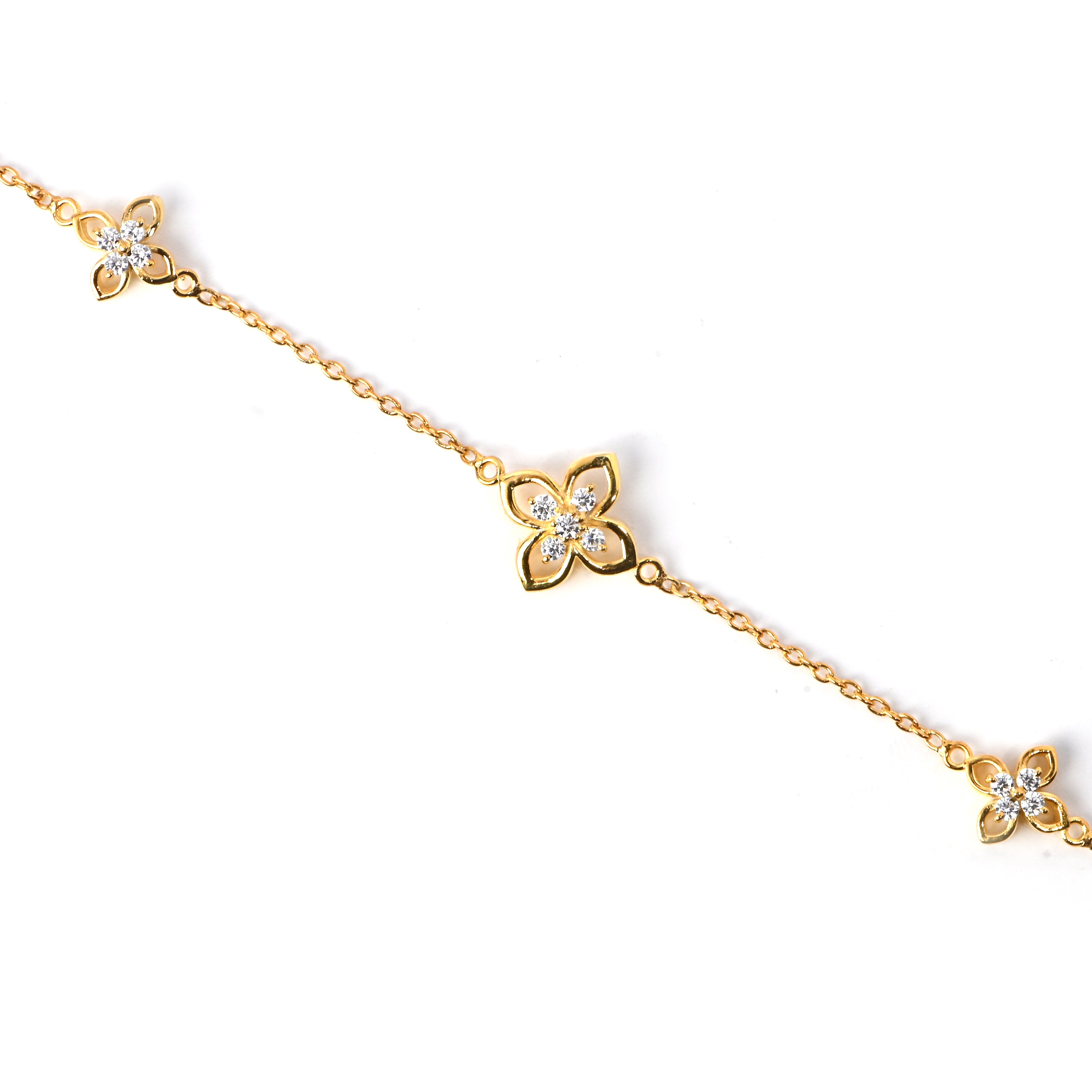 Floral Moissanite Bracelet in Gold-Plated 925 Sterling Silver