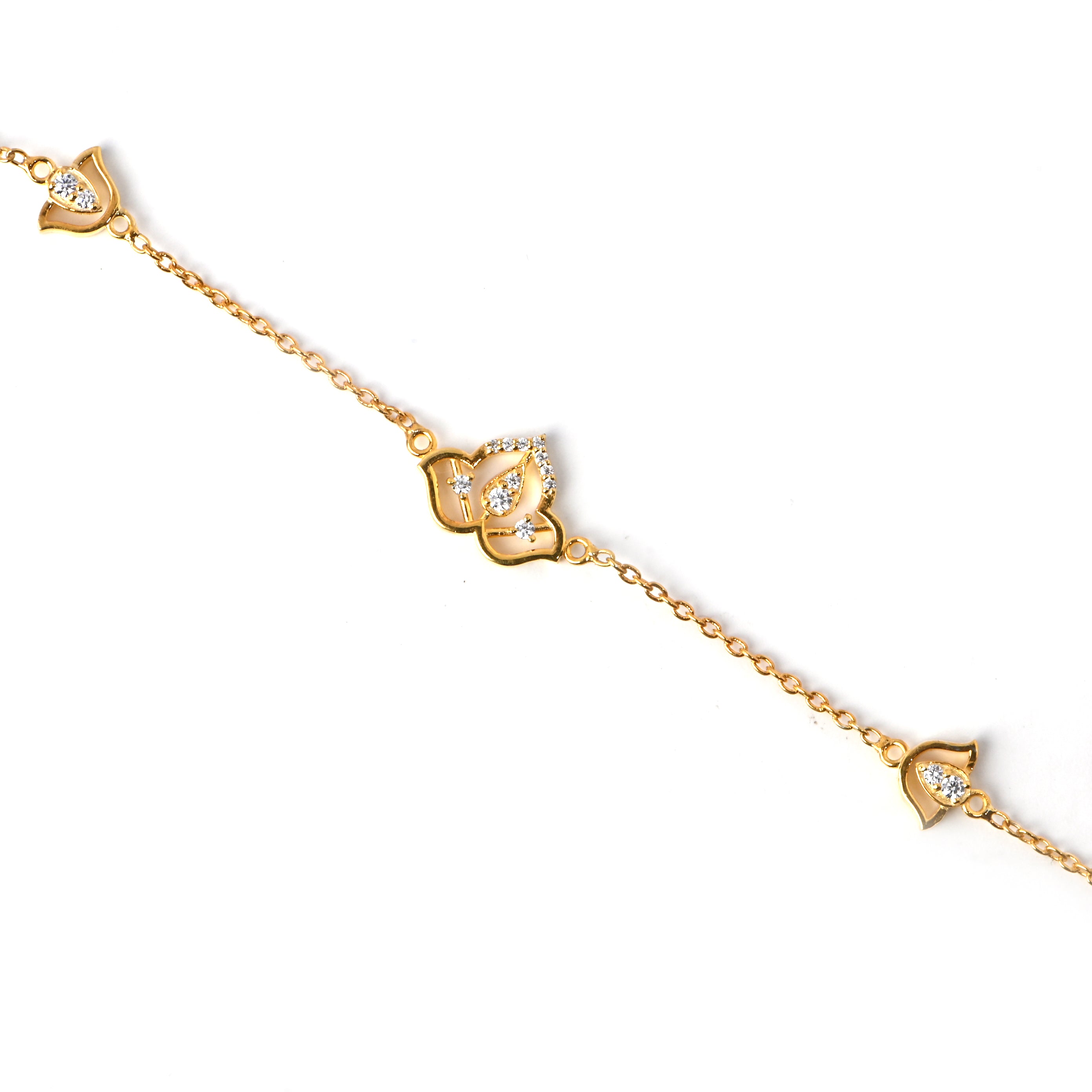 Lotus Moissanite Bracelet in 925 Sterling Silver with Gold Plating