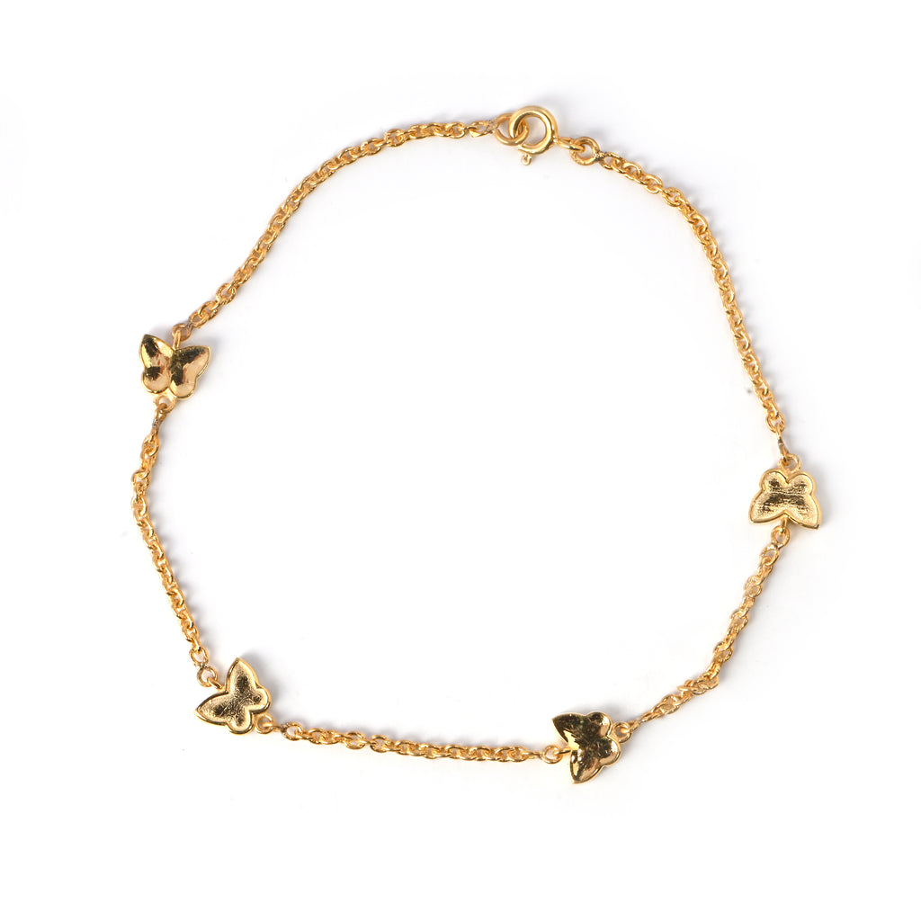 Elegant Gold-Plated 925 Sterling Silver Butterfly Bracelet with Moissanite Accents