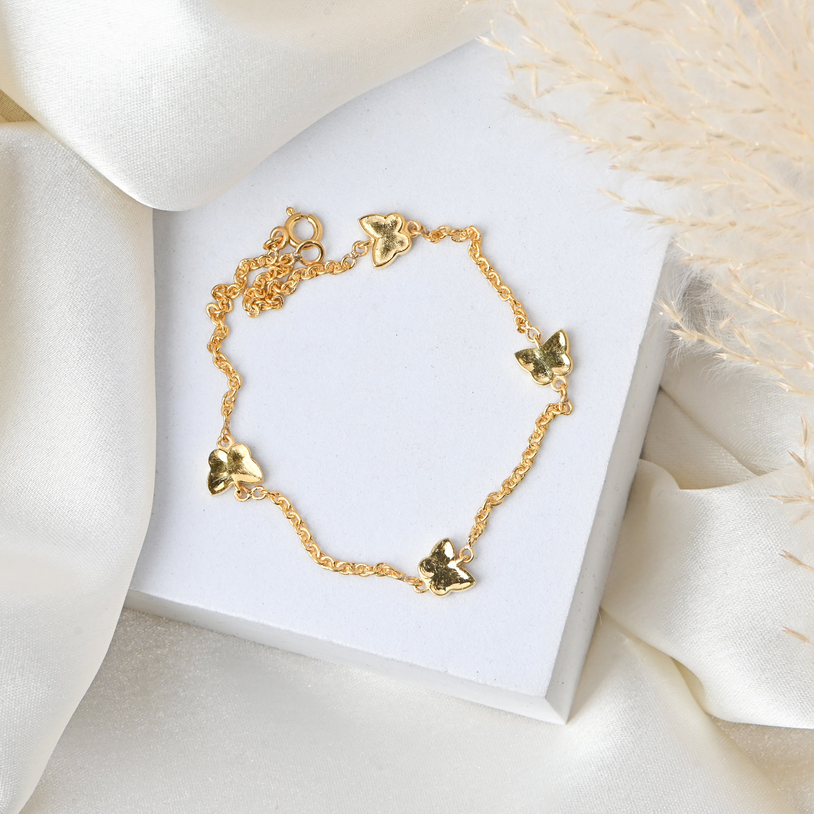 Elegant Gold-Plated 925 Sterling Silver Butterfly Bracelet with Moissanite Accents