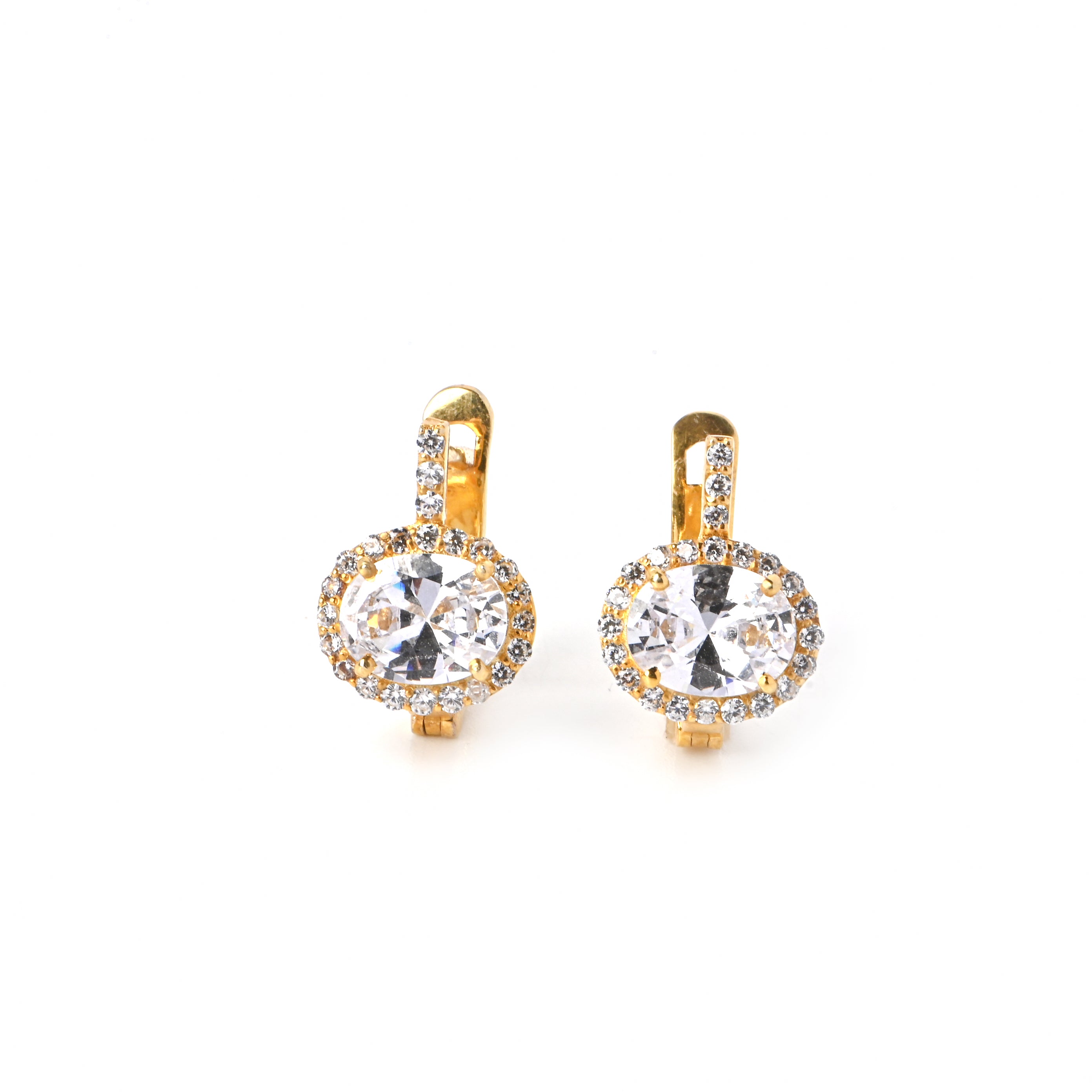 All Moissanite Earrings In 925 Sterling Silver Gold Plated | Elegant Oval Halo Design