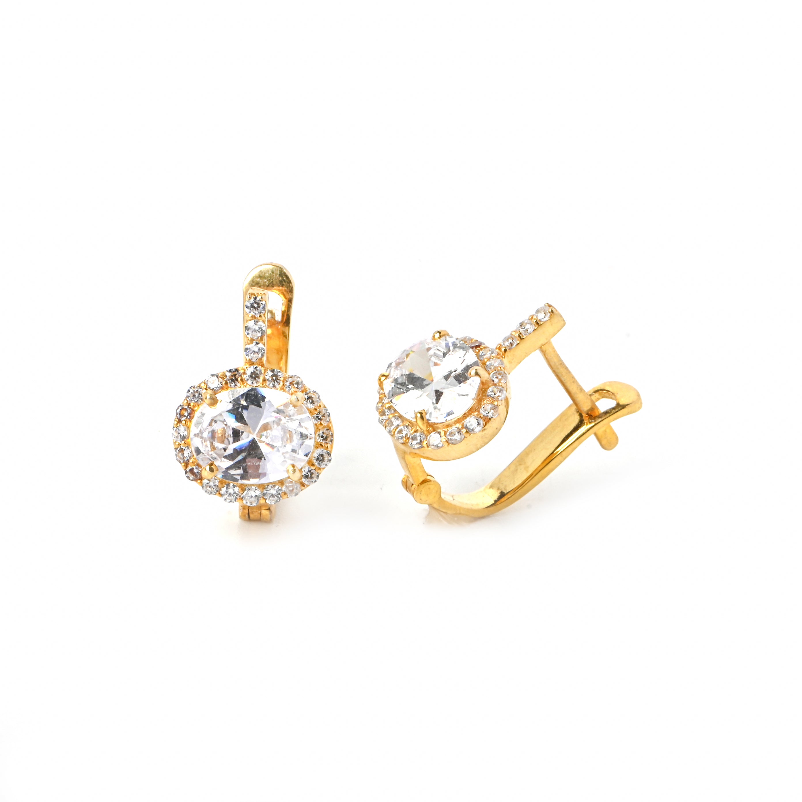 All Moissanite Earrings In 925 Sterling Silver Gold Plated | Elegant Oval Halo Design