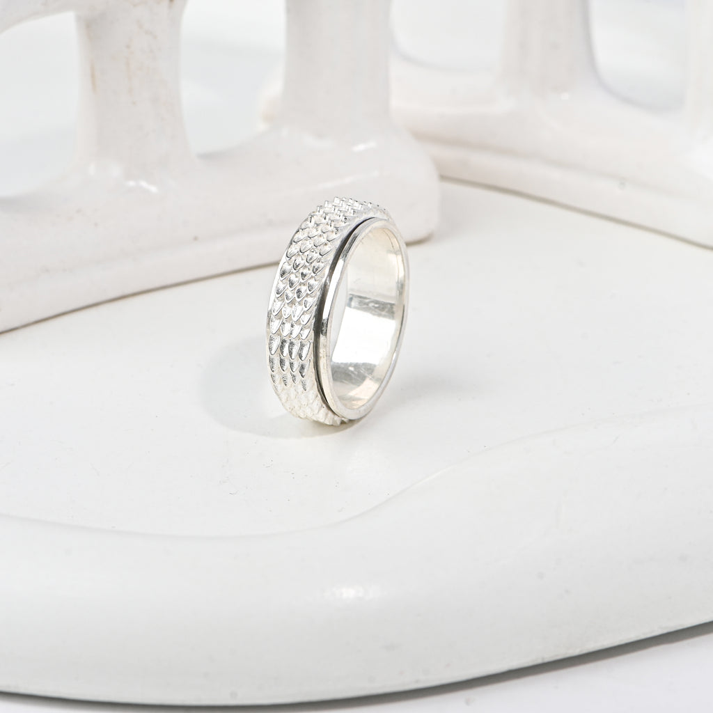 Textured Band Ring – 925 Sterling Silver | Unisex Statement Ring