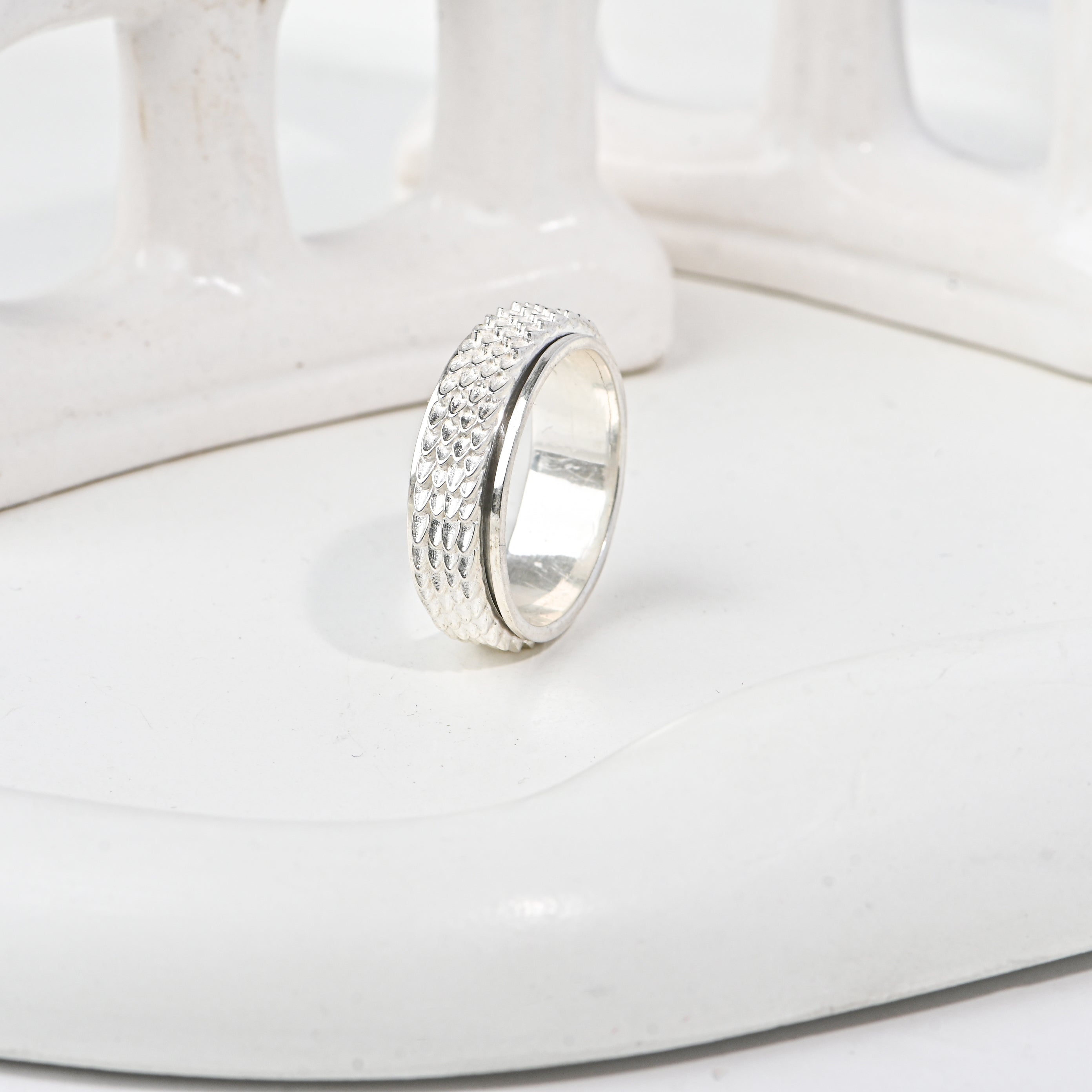 Textured Band Ring – 925 Sterling Silver | Unisex Statement Ring