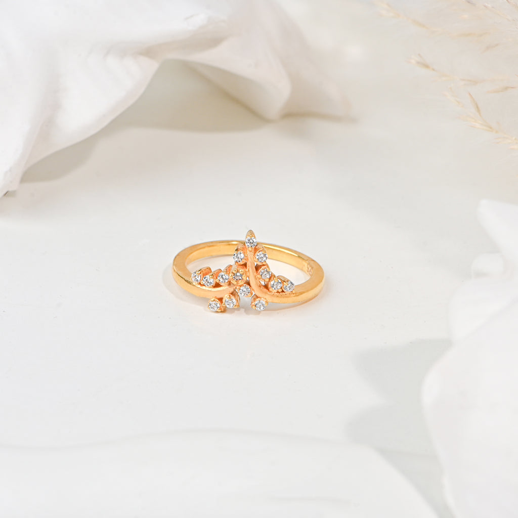 Elegant Moissanite Cluster Ring in 925 Sterling Silver with Gold Finish