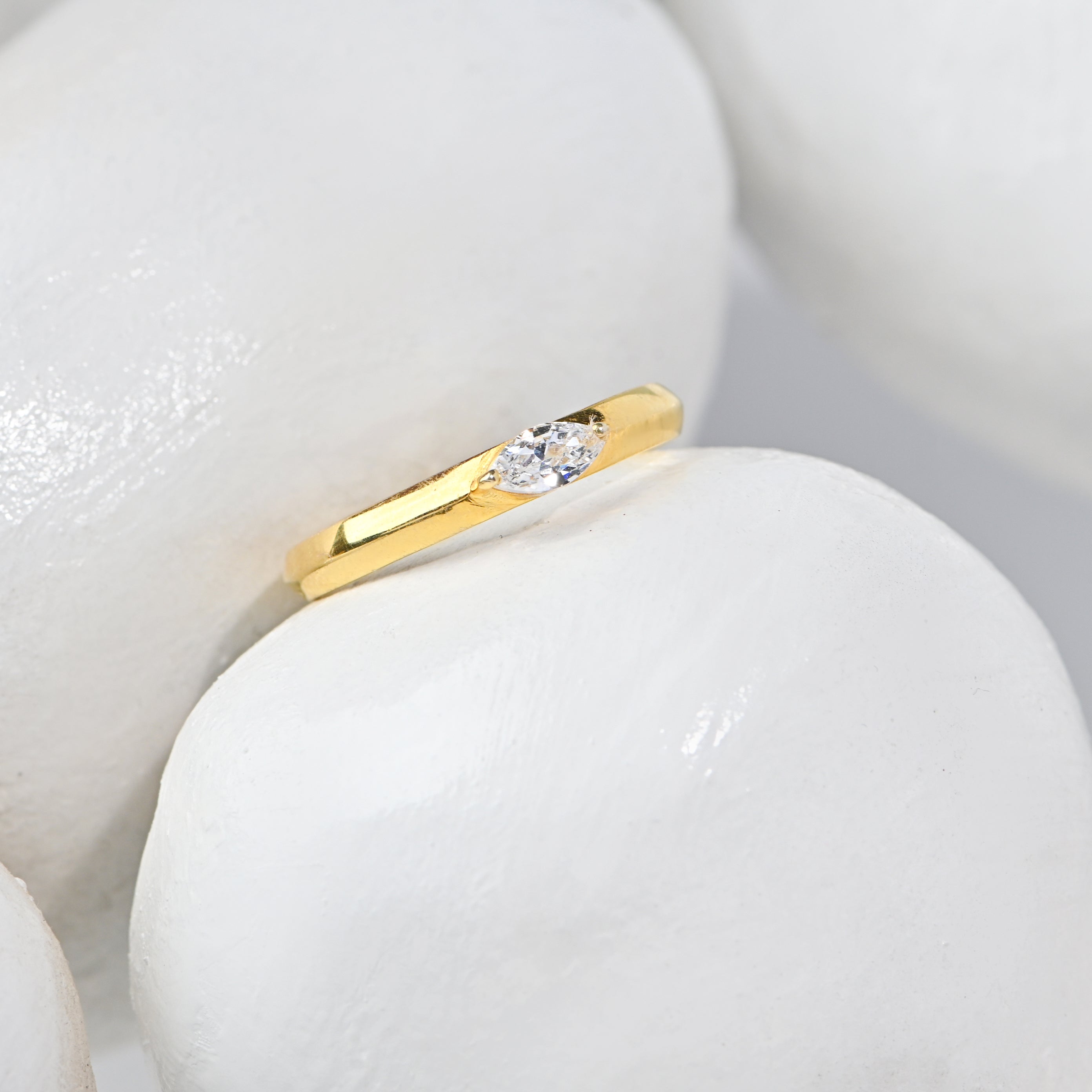 Marquise Moissanite Ring – 925 Sterling Silver with Gold Plating