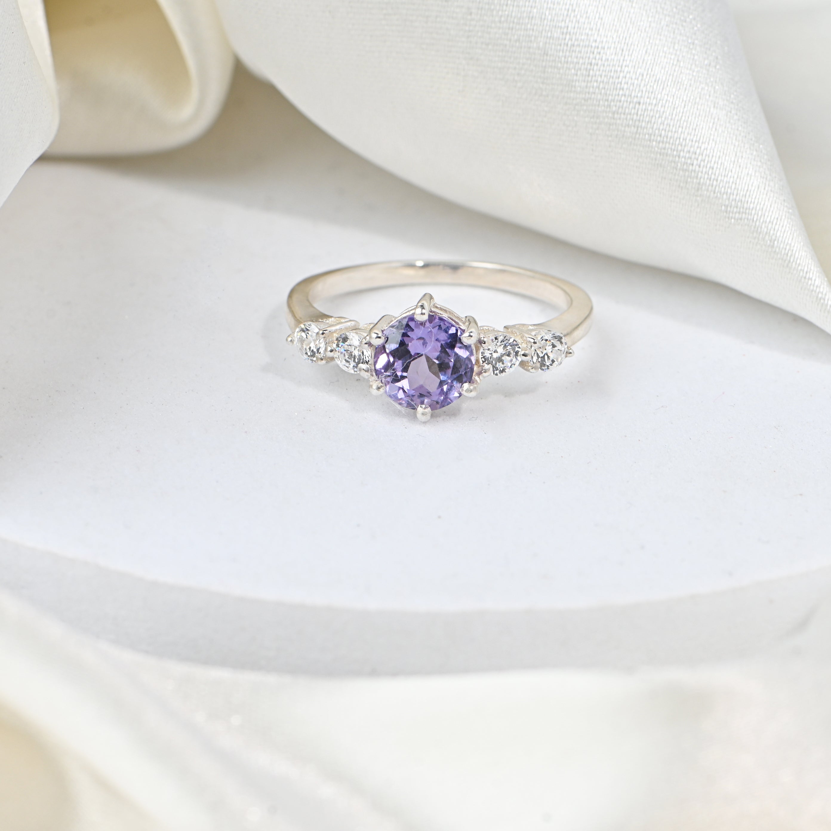 Alexandrite & Cubic Zirconia Ring in 925 Sterling Silver Jewelry