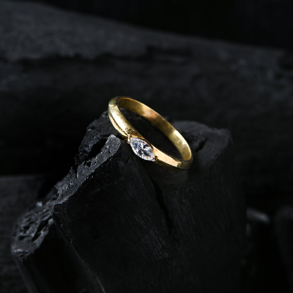 Marquise Moissanite Ring – 925 Sterling Silver with Gold Plating