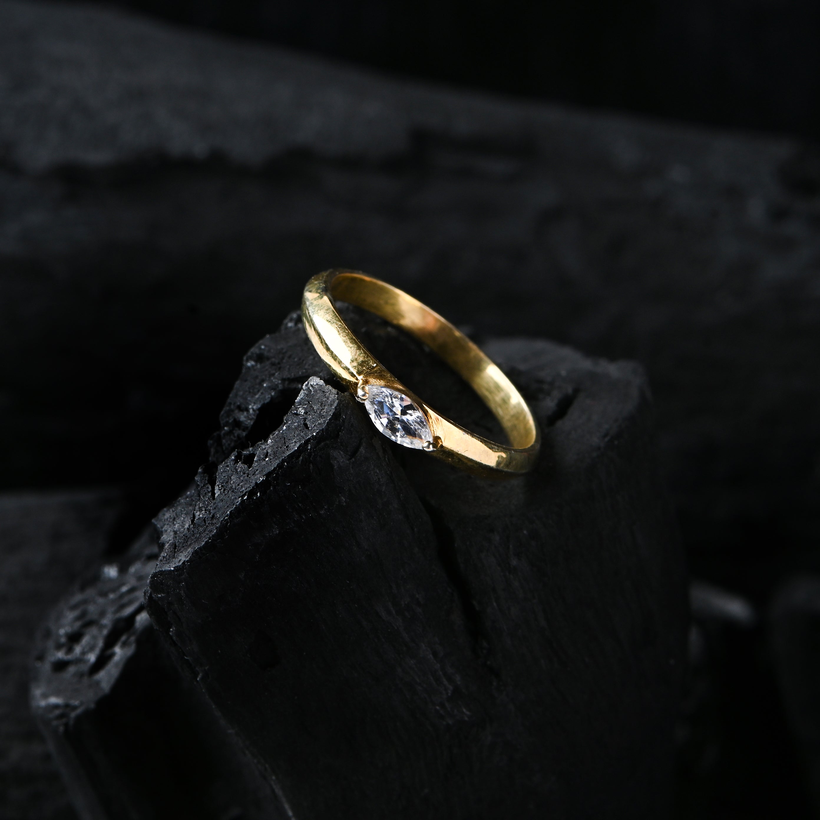Marquise Moissanite Ring – 925 Sterling Silver with Gold Plating