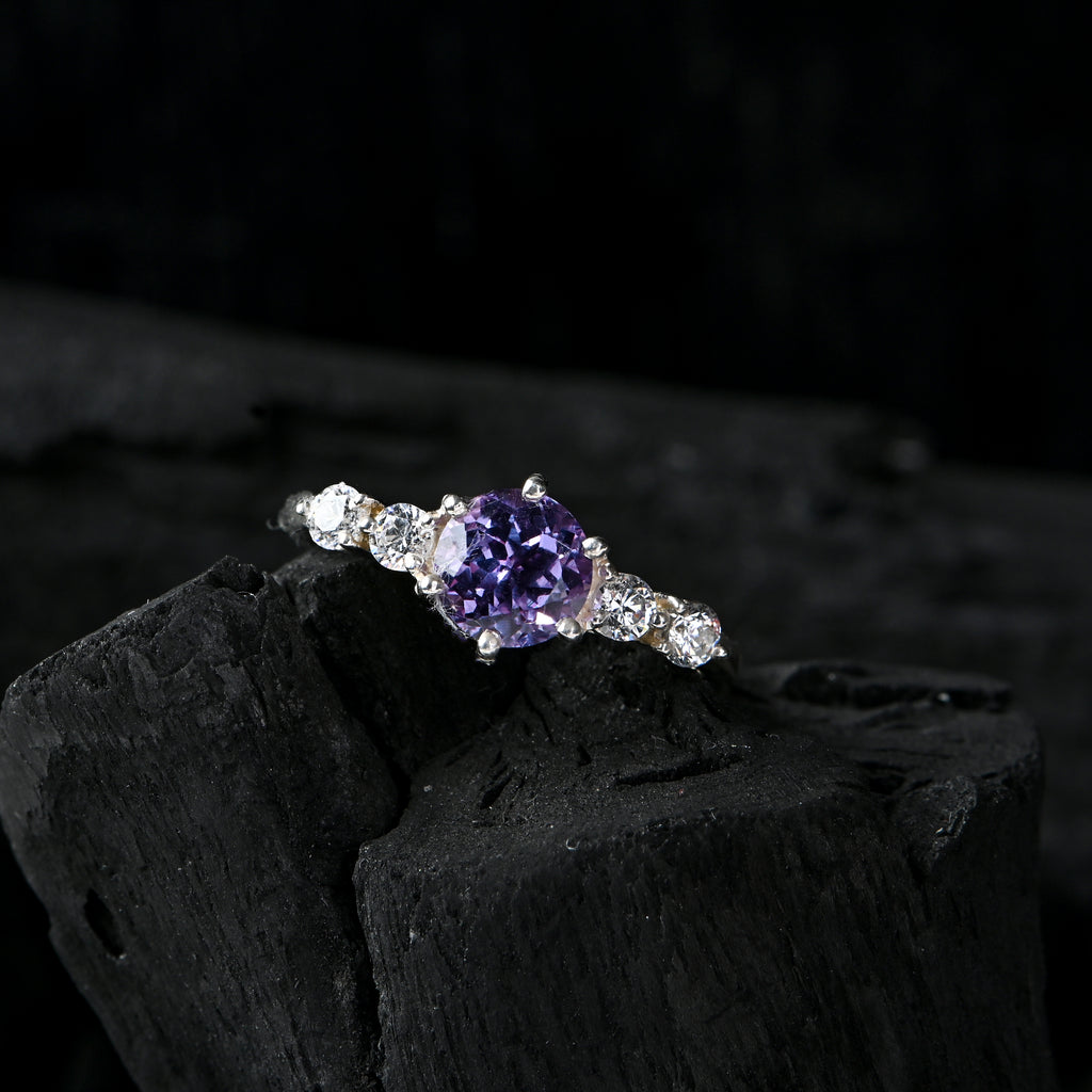 Alexandrite & Cubic Zirconia Ring in 925 Sterling Silver Jewelry