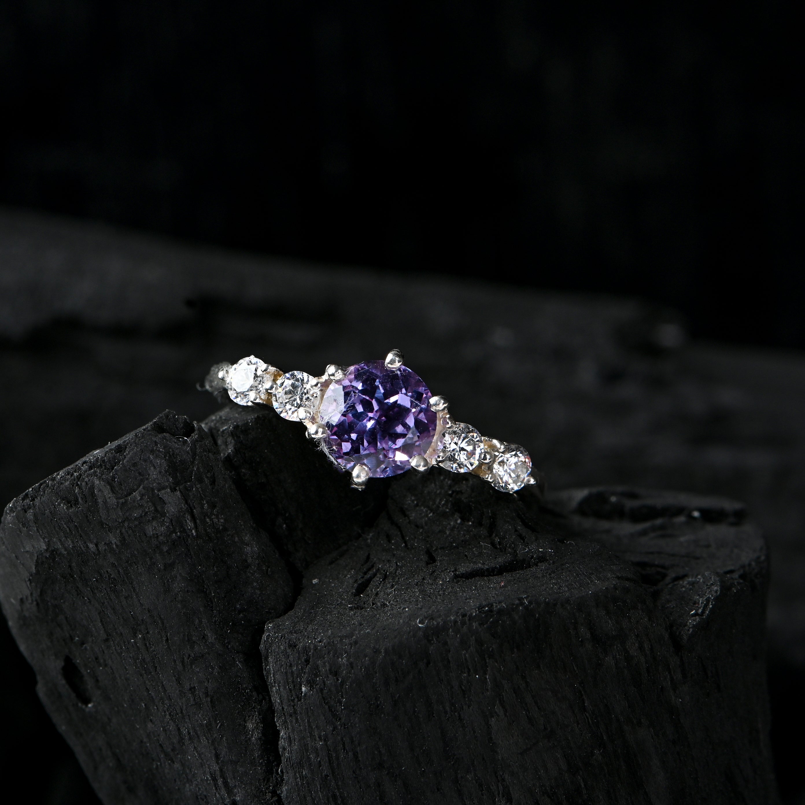 Alexandrite & Cubic Zirconia Ring in 925 Sterling Silver Jewelry
