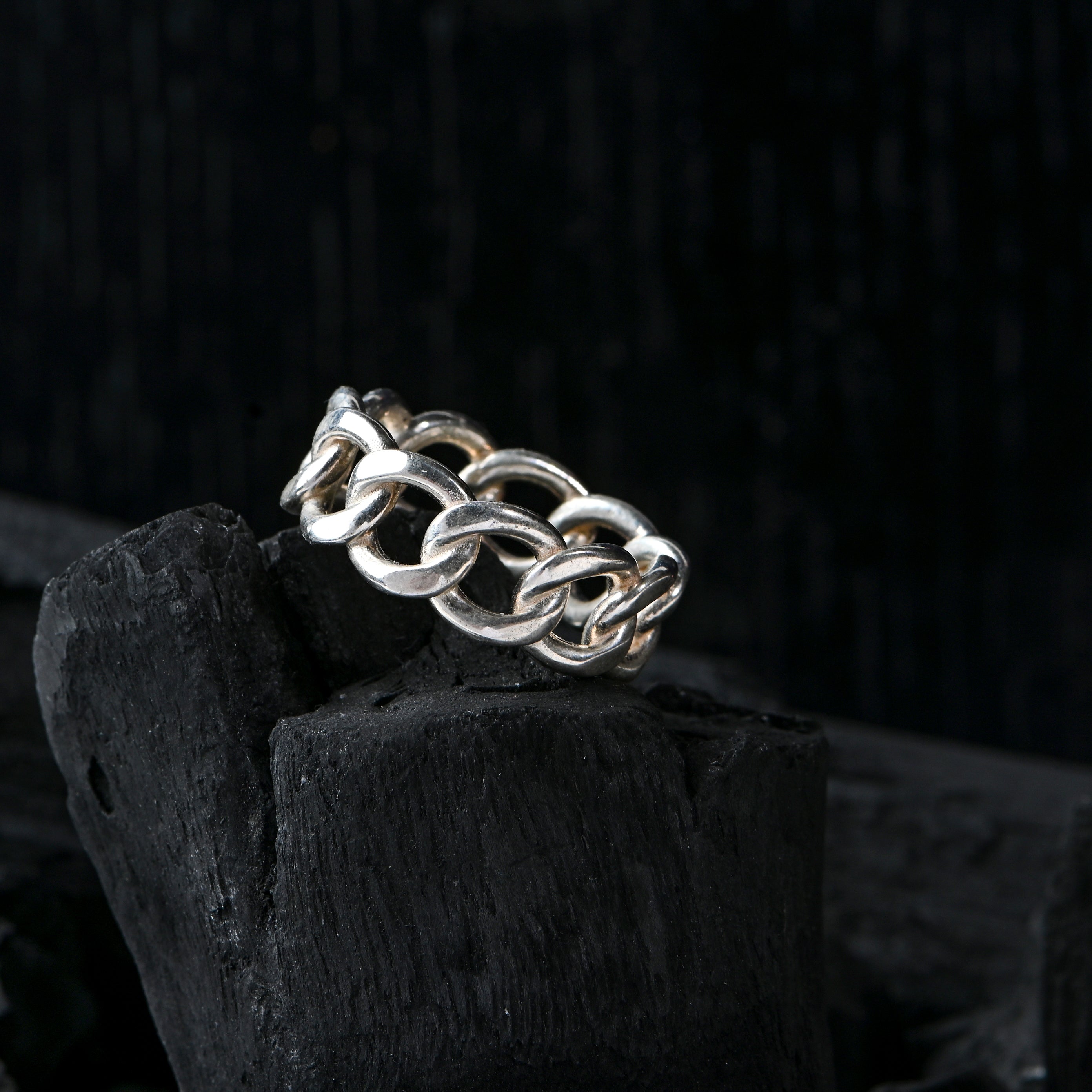 Chunky Chain Link Ring in 925 Sterling Silver – Bold Statement Band